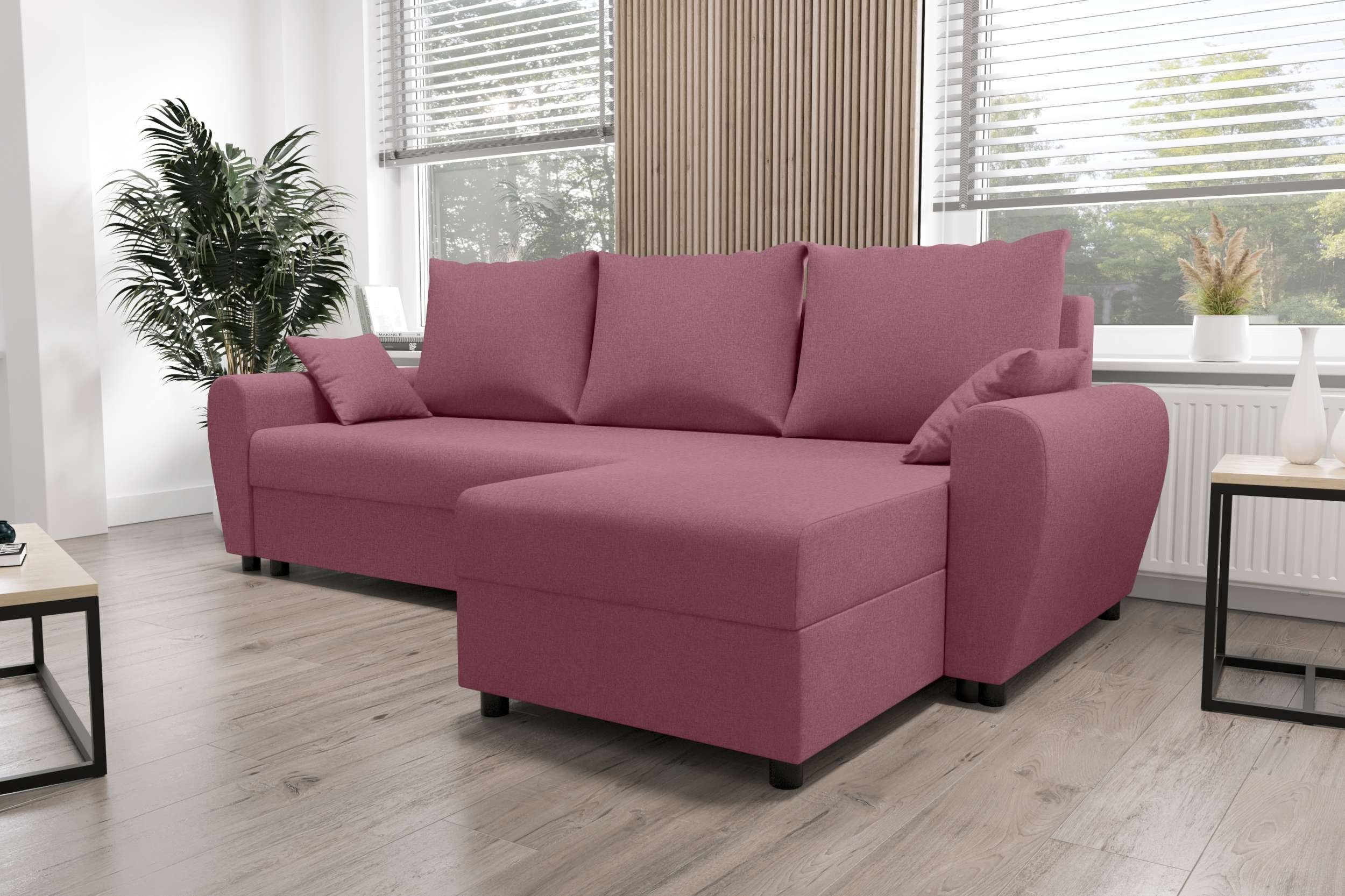 Sitzkomfort, mit mit Sofa, L-Form, Bettfunktion, Stylefy Melina, Design Bettkasten, Modern Eckcouch, Ecksofa