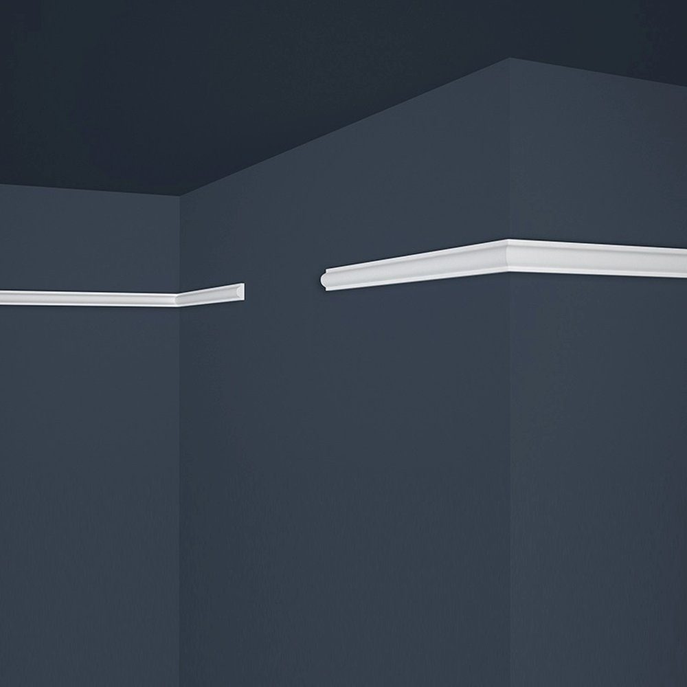 PROVISTON Zierleiste Polystyrol, 11 x 22 x 2000 mm, Weiß, Wandleiste, Klebe günstig online kaufen