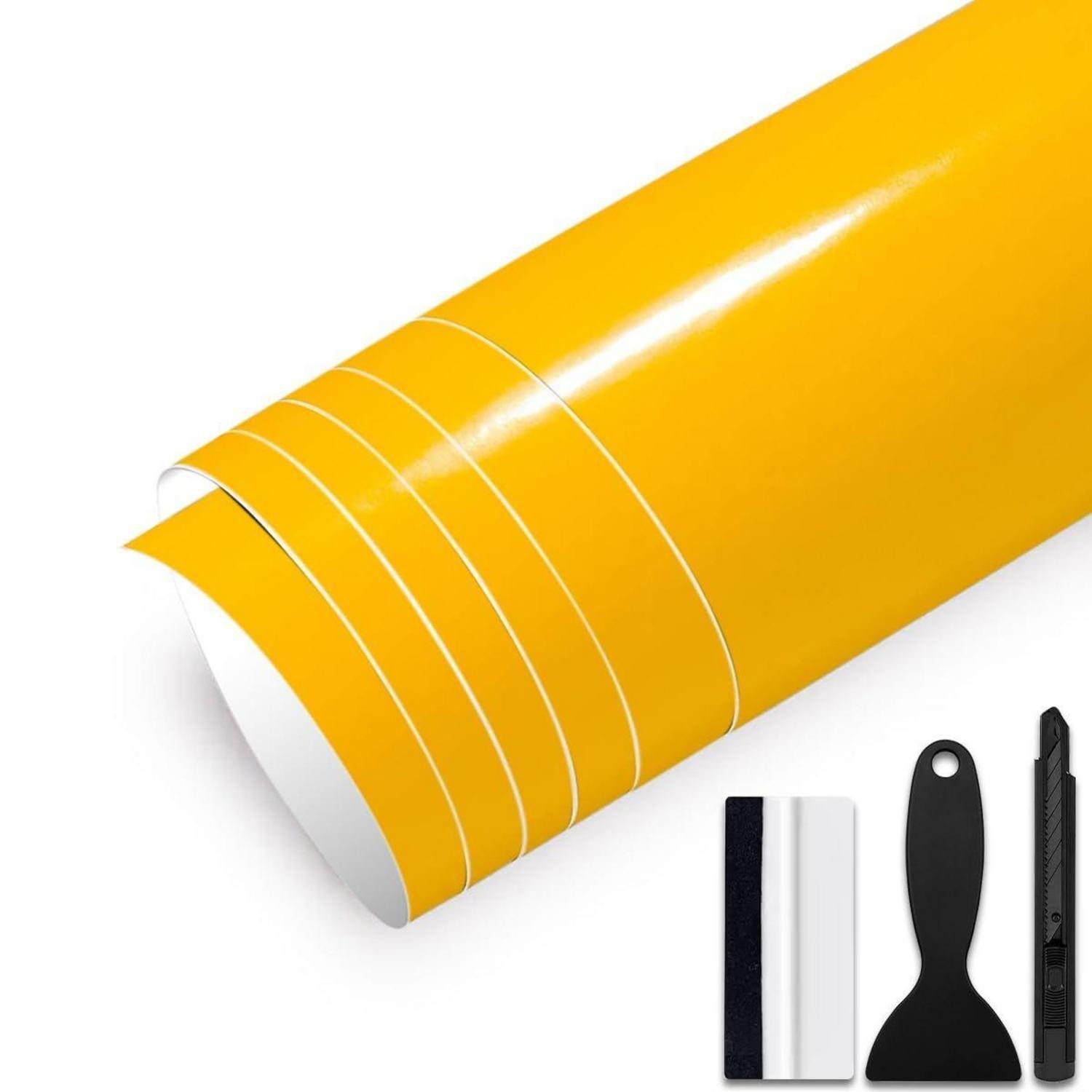 LuxusKollektion Lackschutzfolie Autofolie 30x300cm selbstklebend blasenfrei 30cm x 300cm Gelb