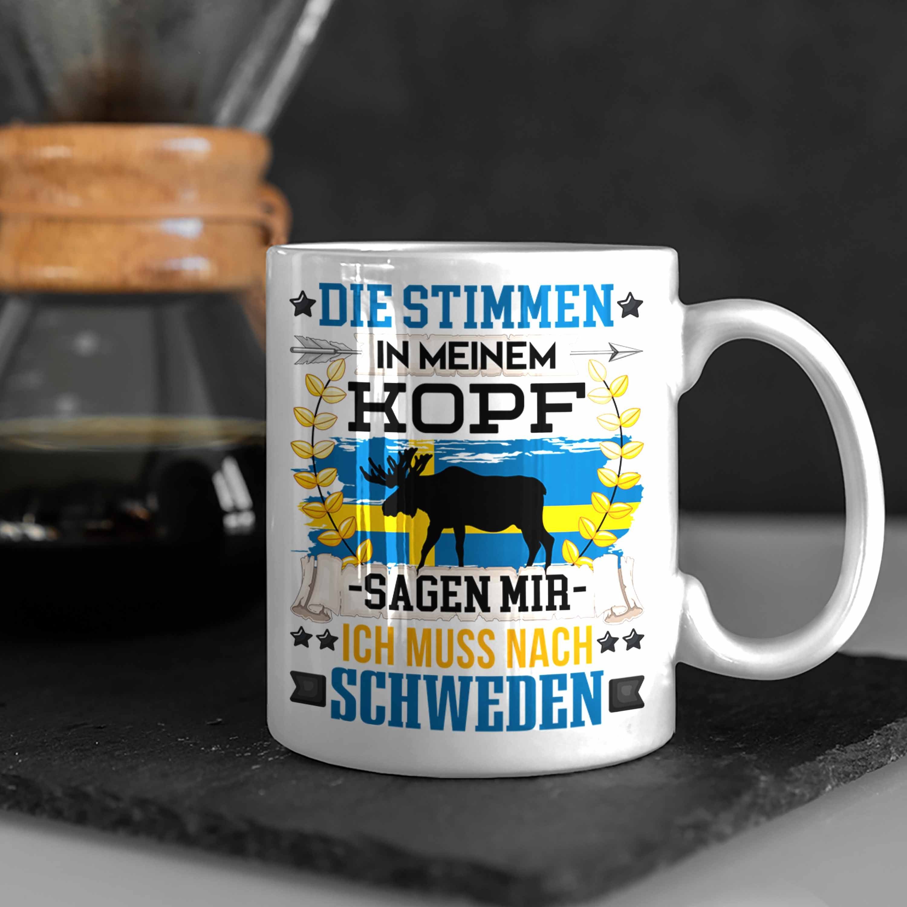 Trendation Tasse Schweden Tasse Geschenk Die Kopf Stimmen Schweden Weiss Urlaub Sa Meinem In