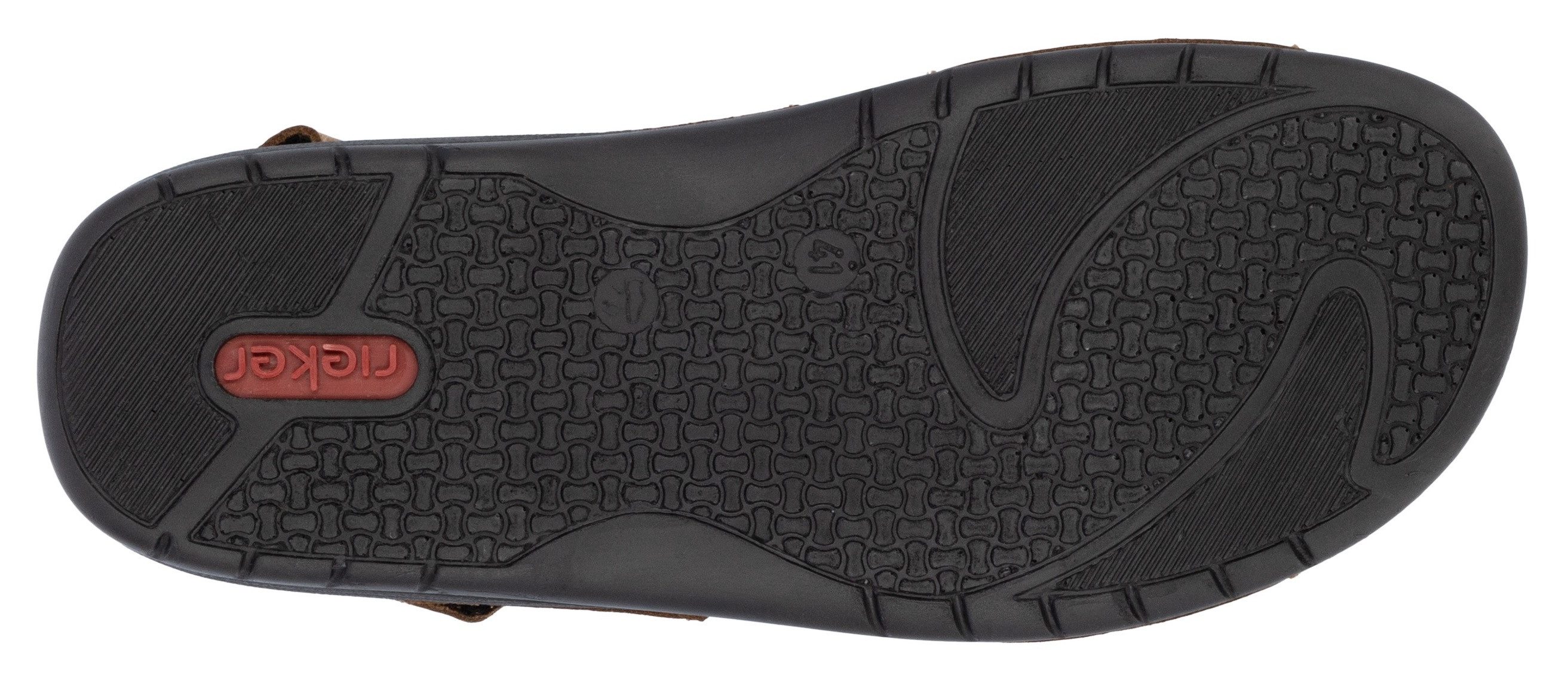 Rieker Pantolette Hausschuh, Sommerschuh, Urlaubschuh mit dezentem Logoschriftzug