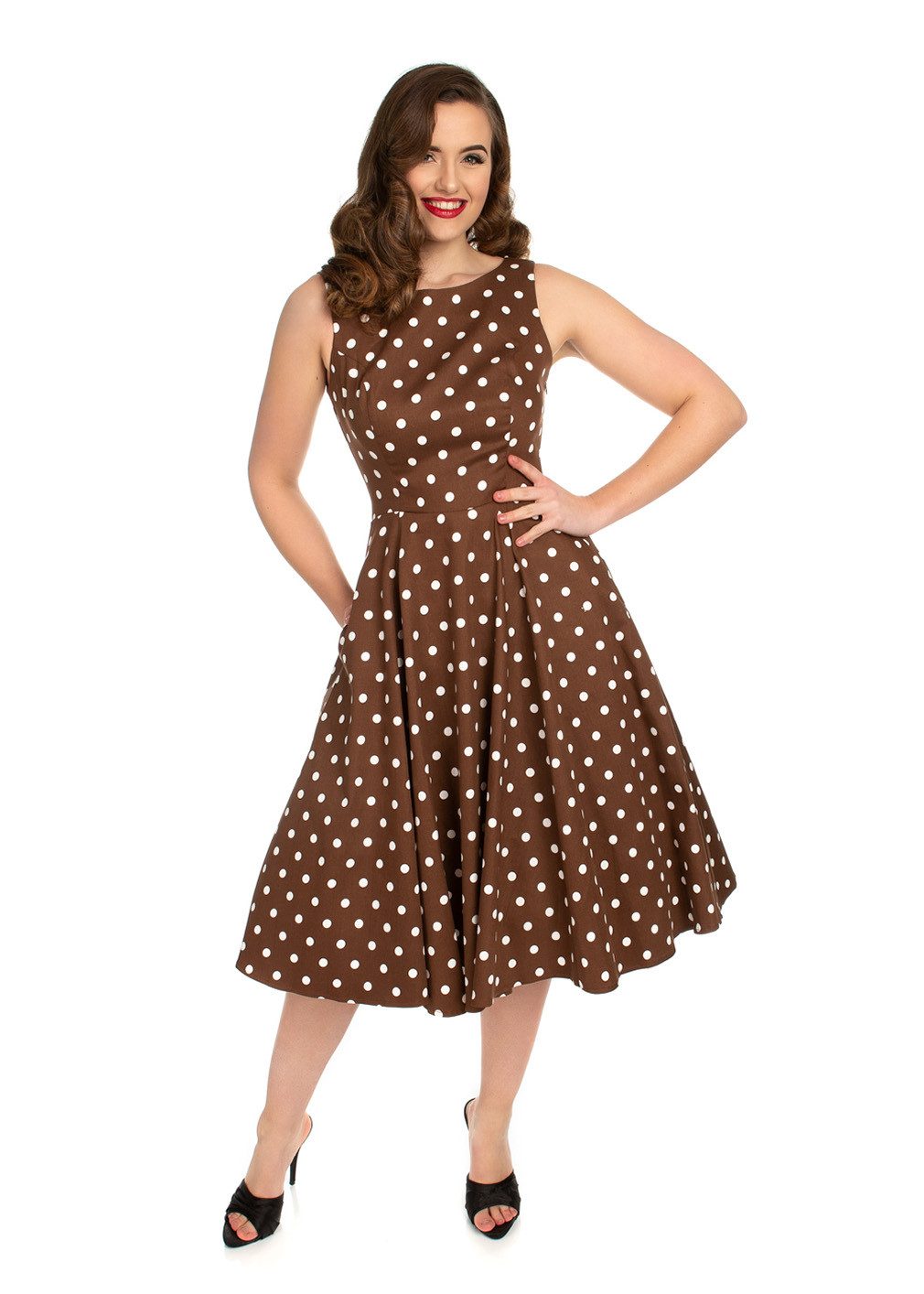 Hearts & Roses London A-Linien-Kleid Cindy Polka Dot Swing Dress Rockabella Vintage Retro