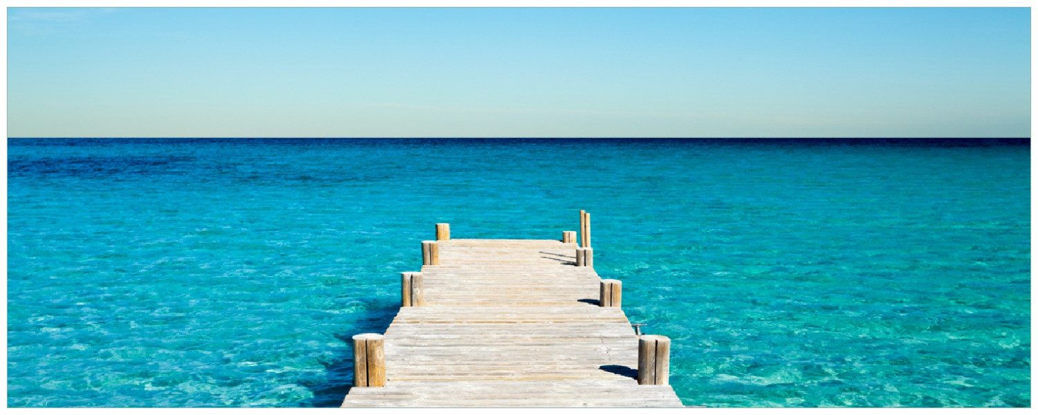 Wallario Memoboard Steg am tropischen Meer