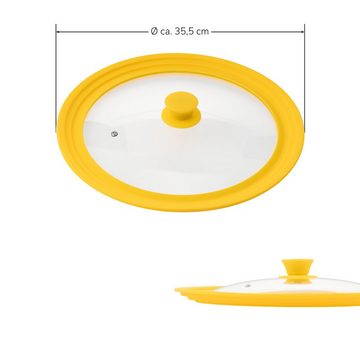 bremermann Topfdeckel Universal-Glasdeckel mit Silikonrand, 30/32/34 cm, groß, gelb