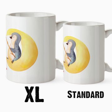 Mr. & Mrs. Panda Tasse Pinguin Mond - Weiß - Geschenk, Große Tasse, Grosse Kaffeetasse, schl, XL Tasse Keramik, Liebevolles Design