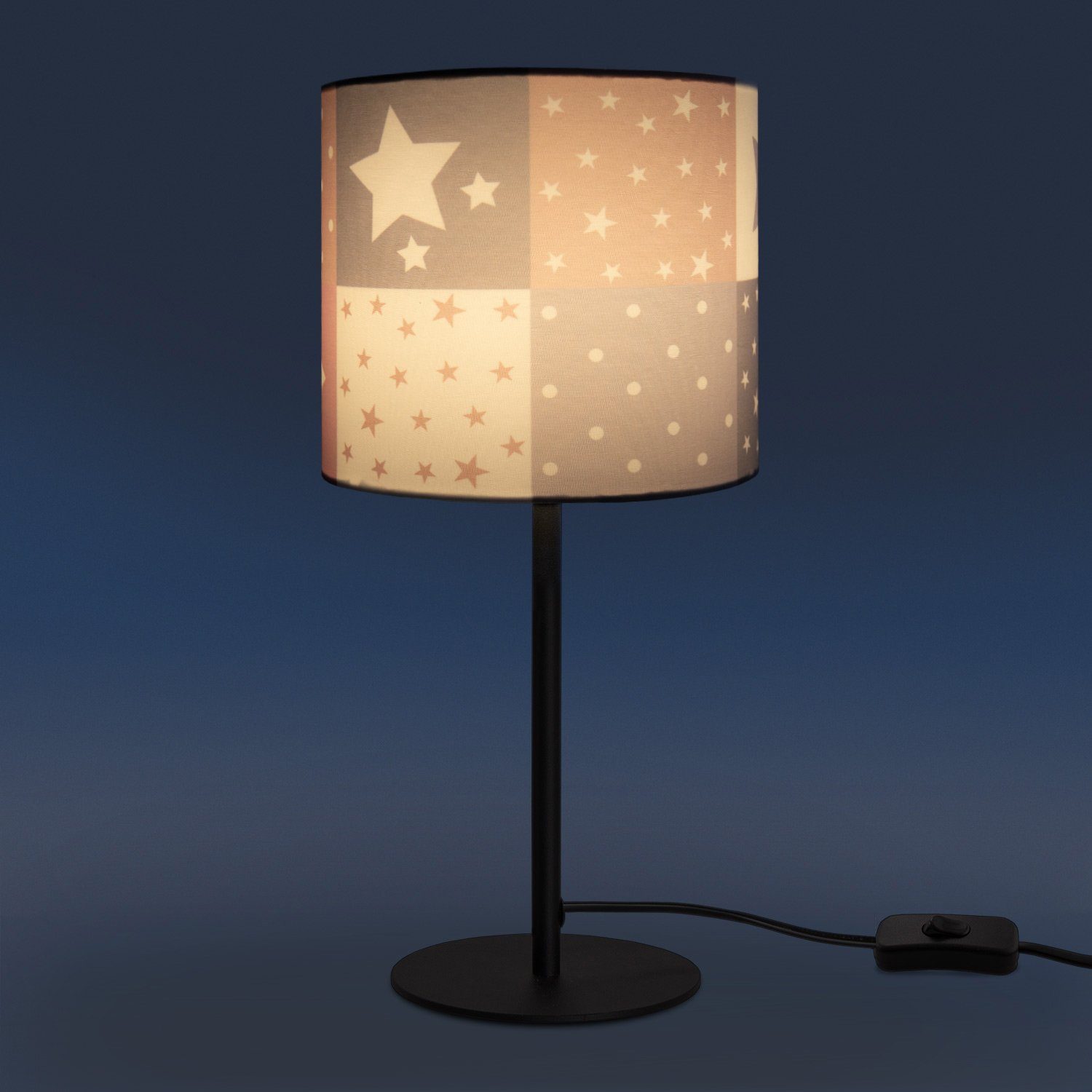LED Kinderlampe Tischleuchte Home Paco ohne Leuchtmittel, Kinderzimmer, Cosmo 345, Deko Sternen-Motiv, Tischleuchte E14