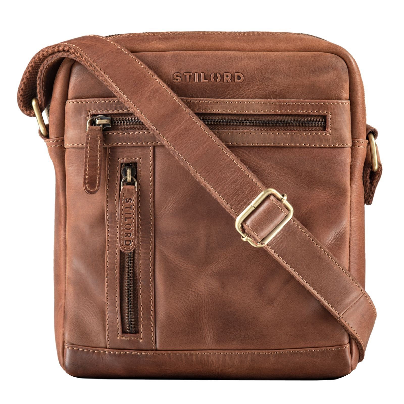 Echtleder Umhängetasche Herren STILORD andorra - "Vince" Messenger braun Bag