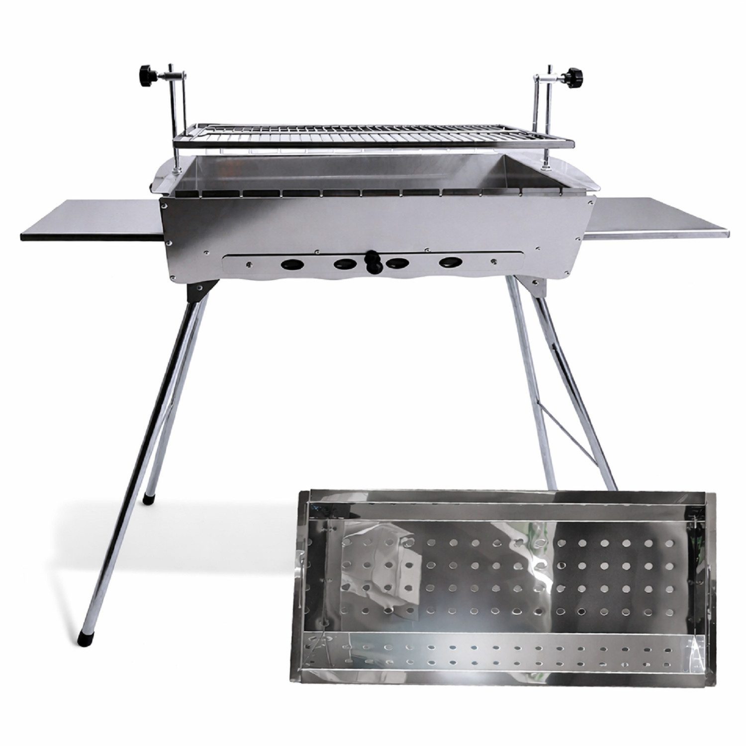 Grillpeter Holzkohlegrill Mangal Astana mit Drehspießregler 9 Spieße 230V Alumotor