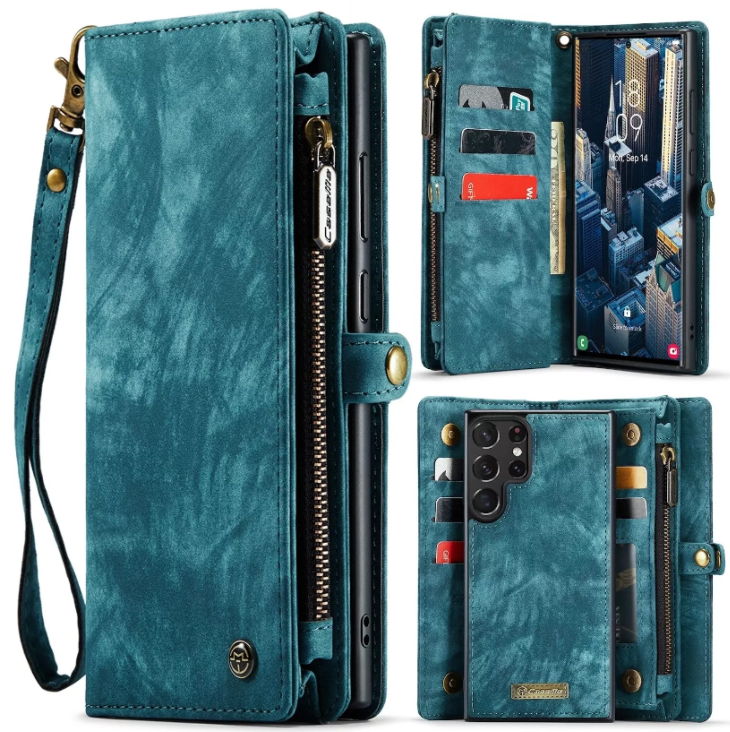 CaseMe Handyhülle Caseme Samsung Hülle mit Zipper 2in1 Samsung A56 5G-Blau