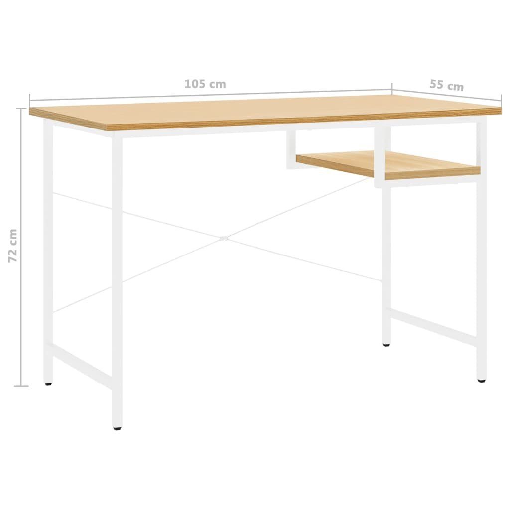 Schreibtisch vidaXL Eiche and oak and oak light white light 105x55x72 MDF | Weiß und Computertisch cm Hell Metall white und