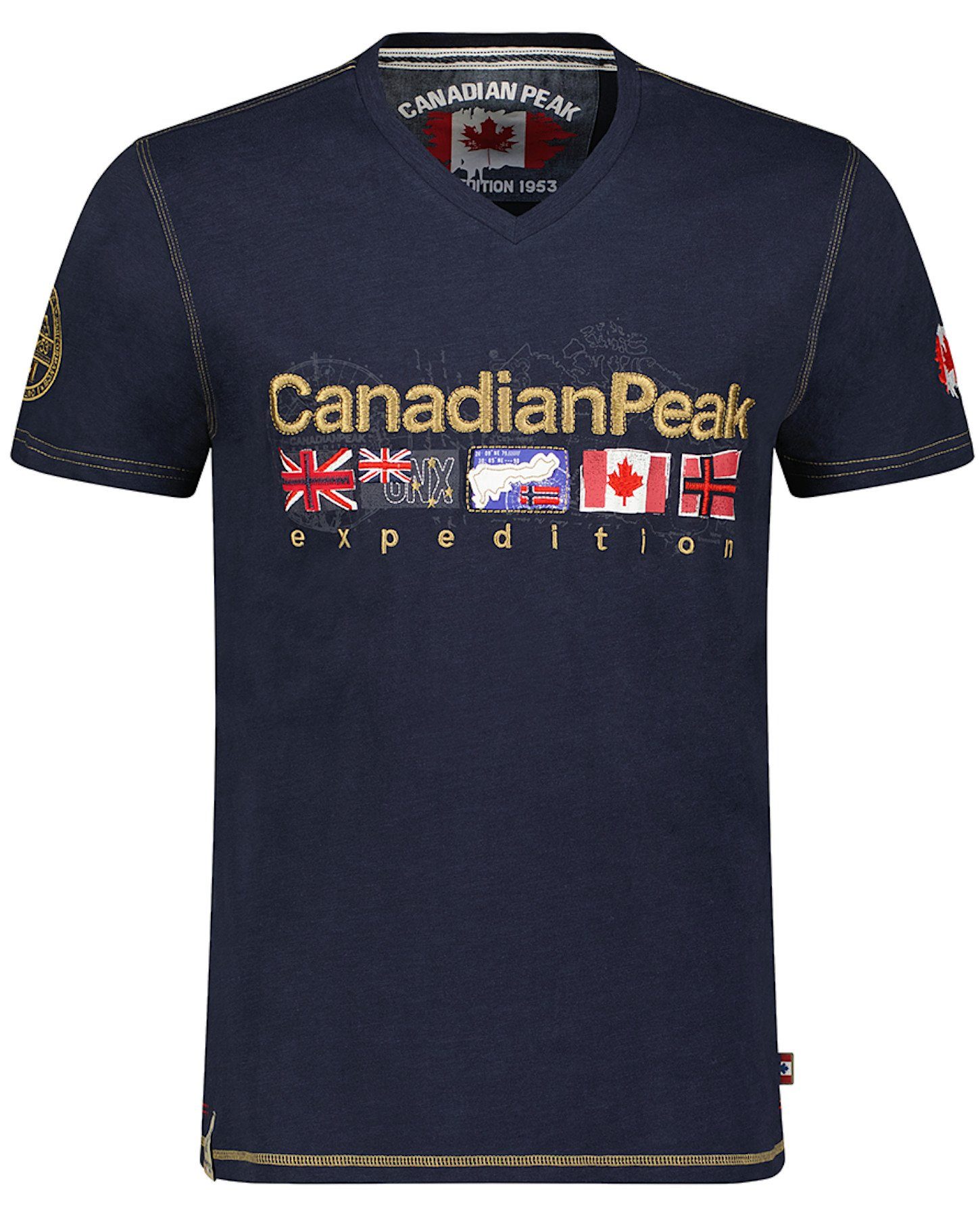 Canadian Peak T-Shirt V-Neck Joukeak aus Baumwolle mit Logostick