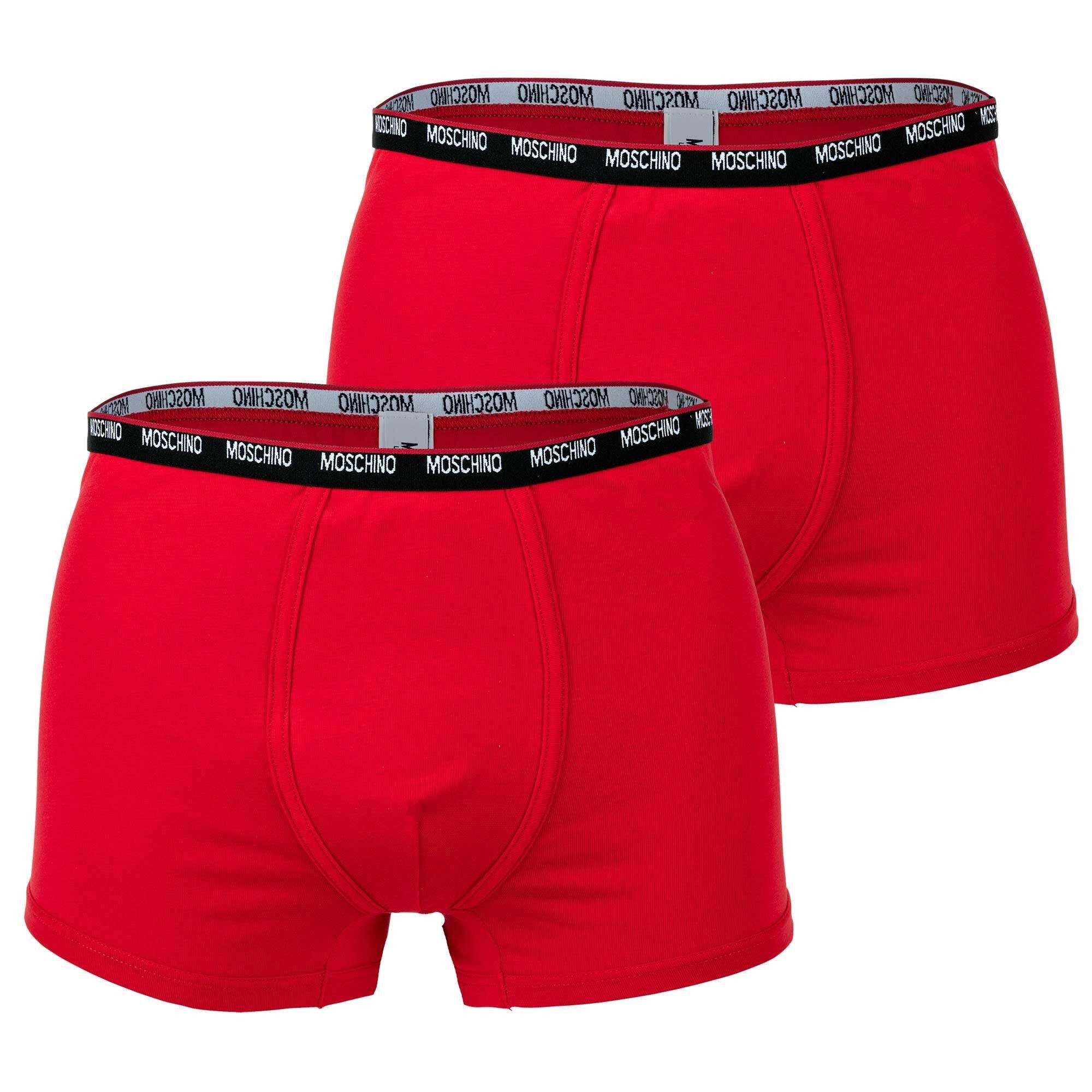 Moschino Boxer Herren Shorts 2er Pack - Trunks, Unterhose, Cotton Rot | Boxershorts