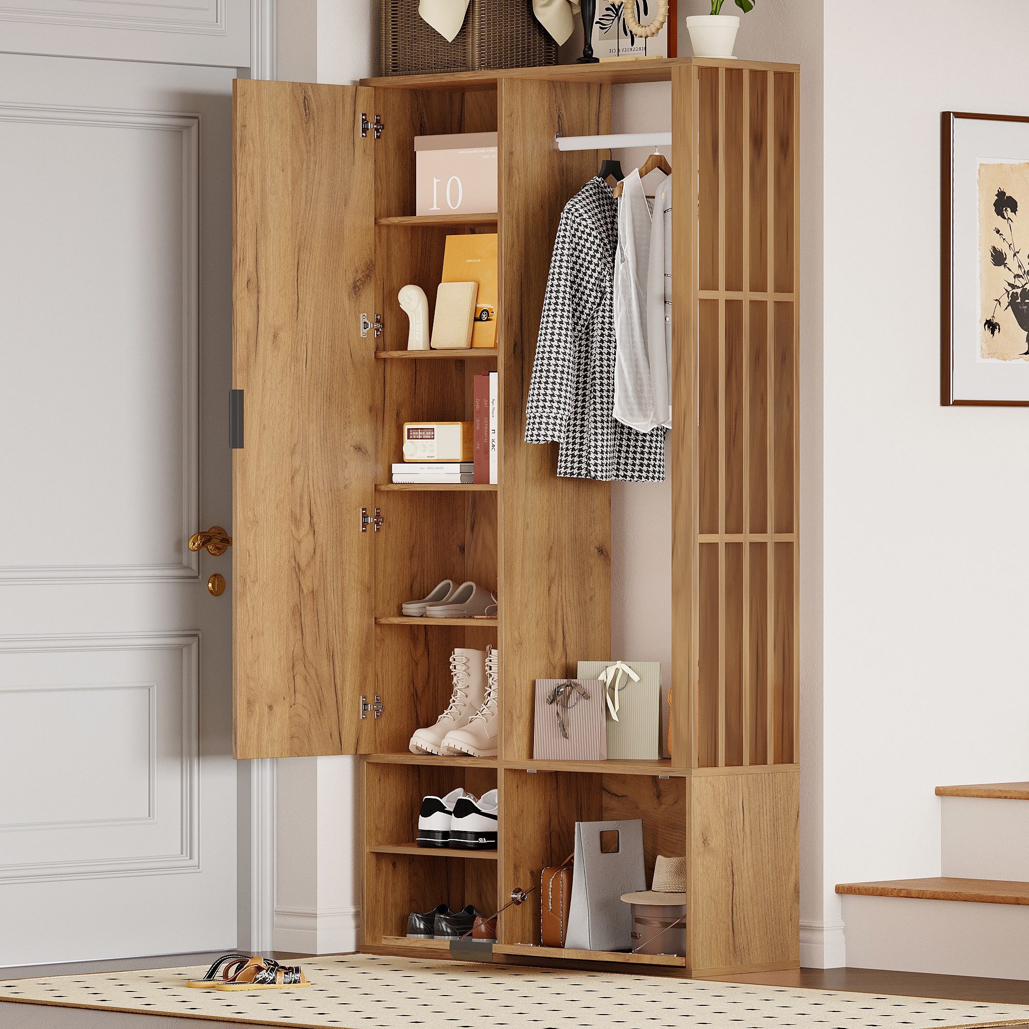 STILVORA Garderoben-Set mit Wäscheständer,Garderobenständer Kleiderschrank günstig online kaufen