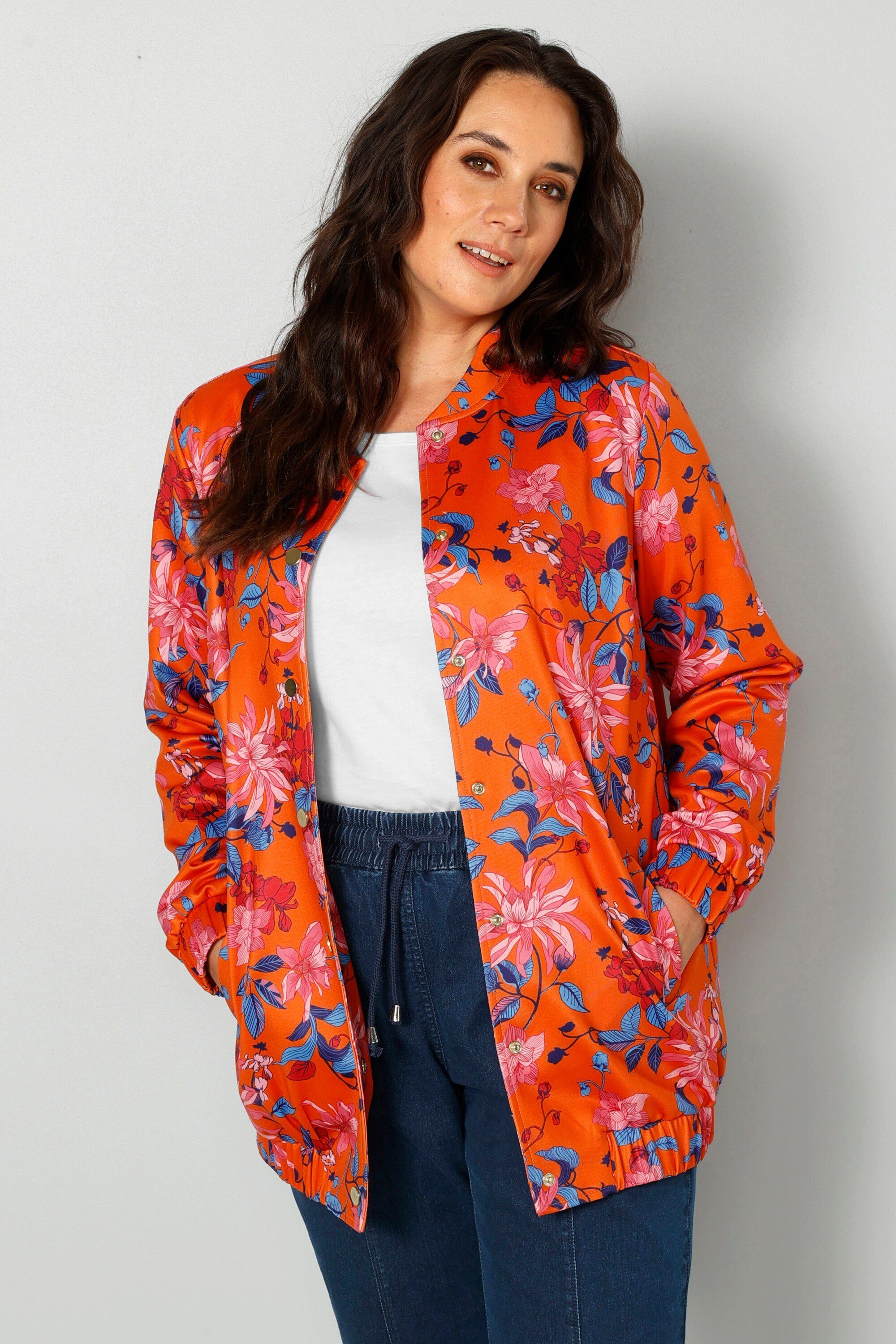 MIAMODA Jackenblazer Blouson floraler Druck Langarm Elastiksaum