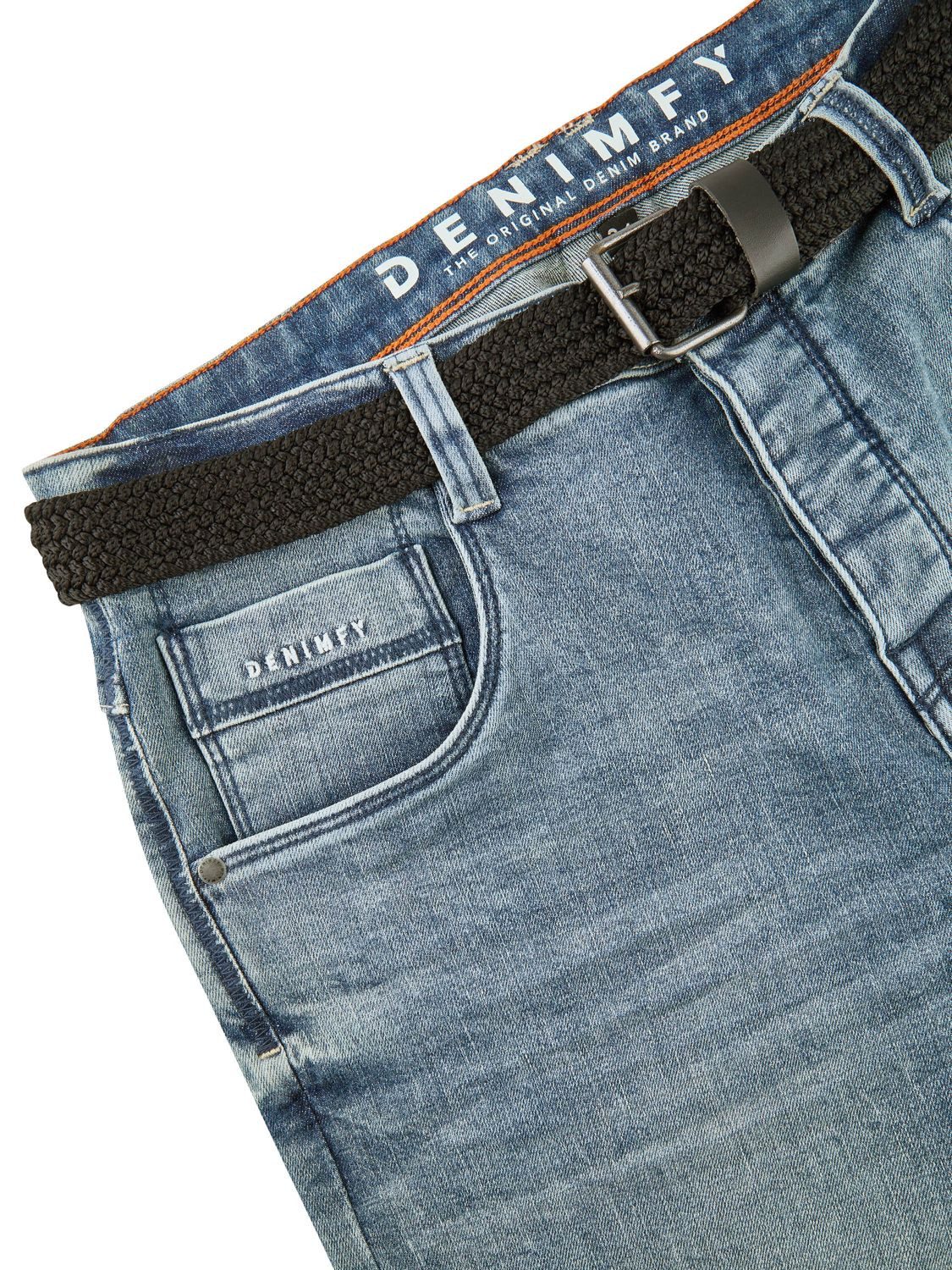 DENIMFY Jeansshorts Herren Shorts DFBo Regular Fit Bermudashorts mit Gürtel