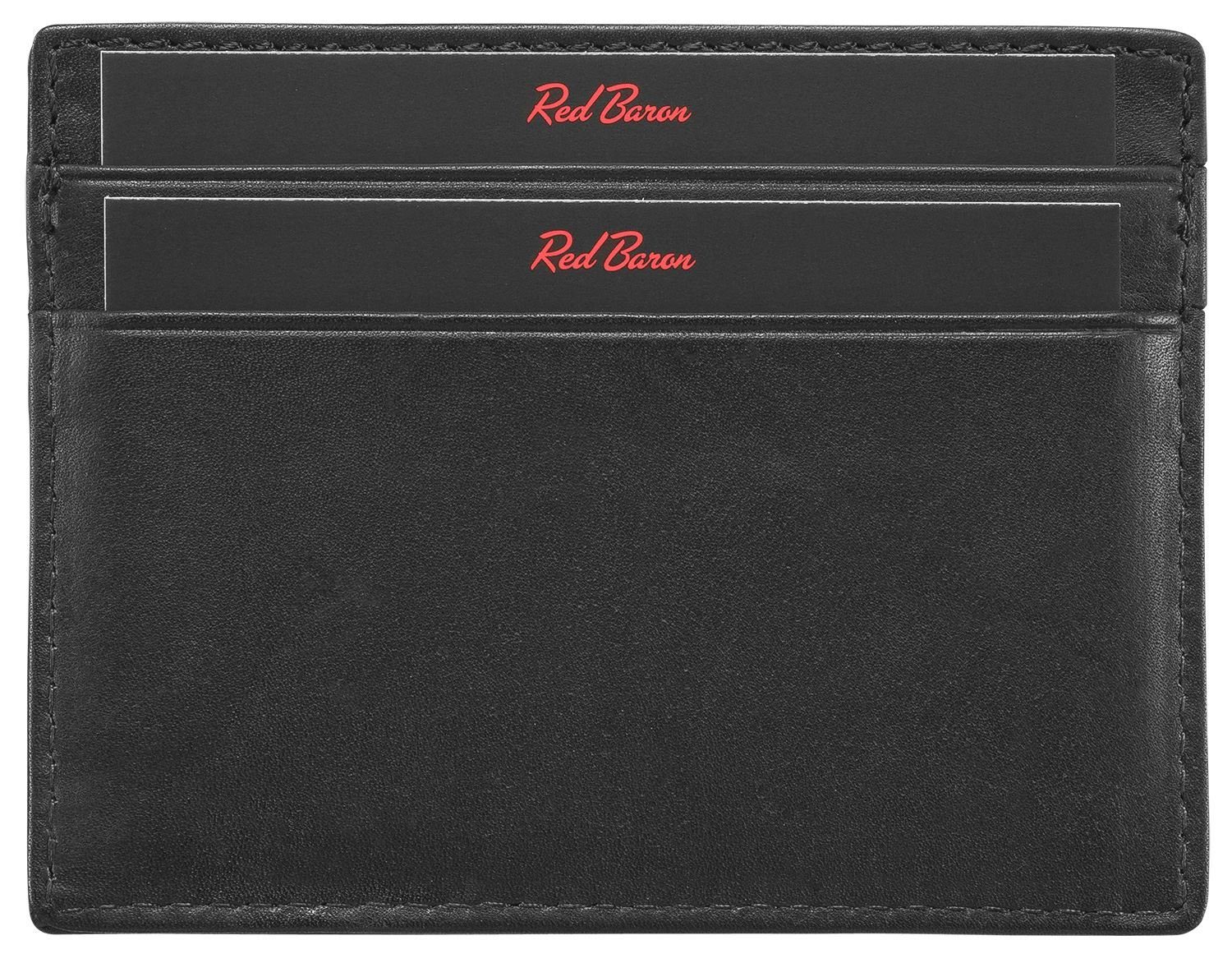 4 Red Leder, schlicht, Kartenetui Baron RB-CC-001-01, einfach Kreditkartenfächer,