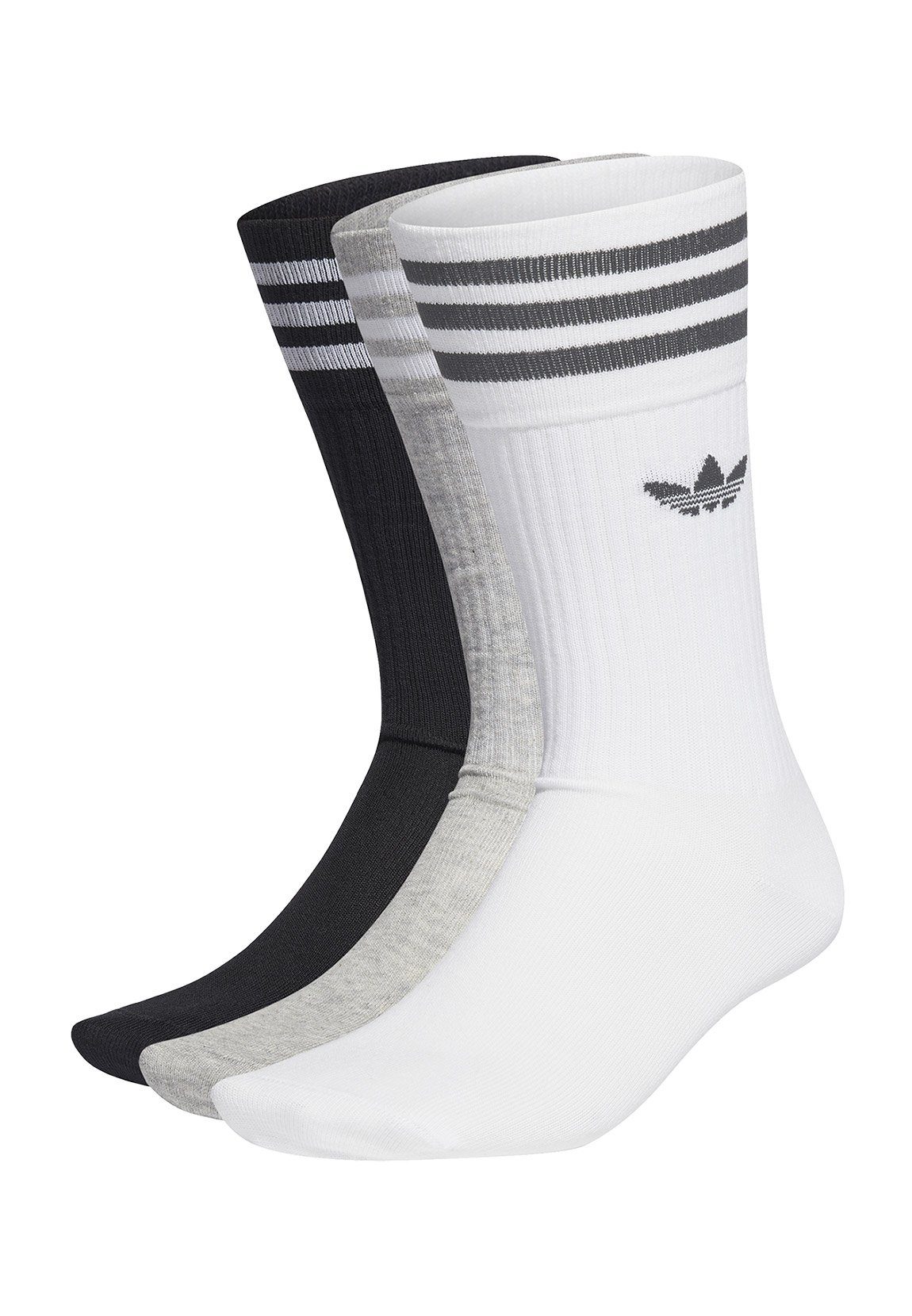 adidas Originals Freizeitsocken »Adidas Originals Socken Dreierpack SOLID  CREW SOCK HC9558 Schwarz Grau Weiß«
