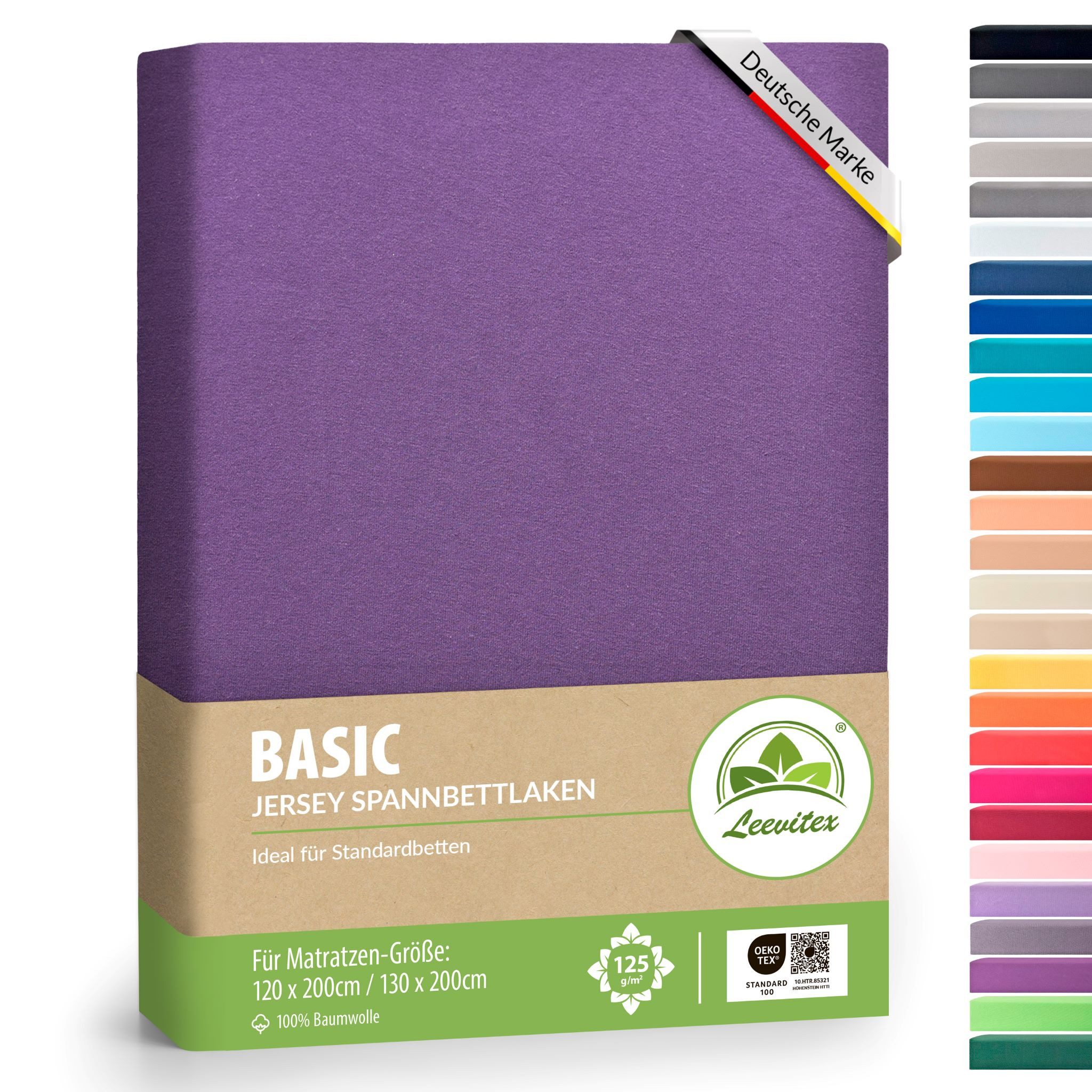 leevitex® Spannbettlaken in verschiedenen Größen und Farben, Jersey aus 100% Baumwolle, Jersey, Gummizug: rundum, (1 Stück), für Kinder- & Standardmatratzen, OEKO-TEX® STANDARD 100 zertifiziert