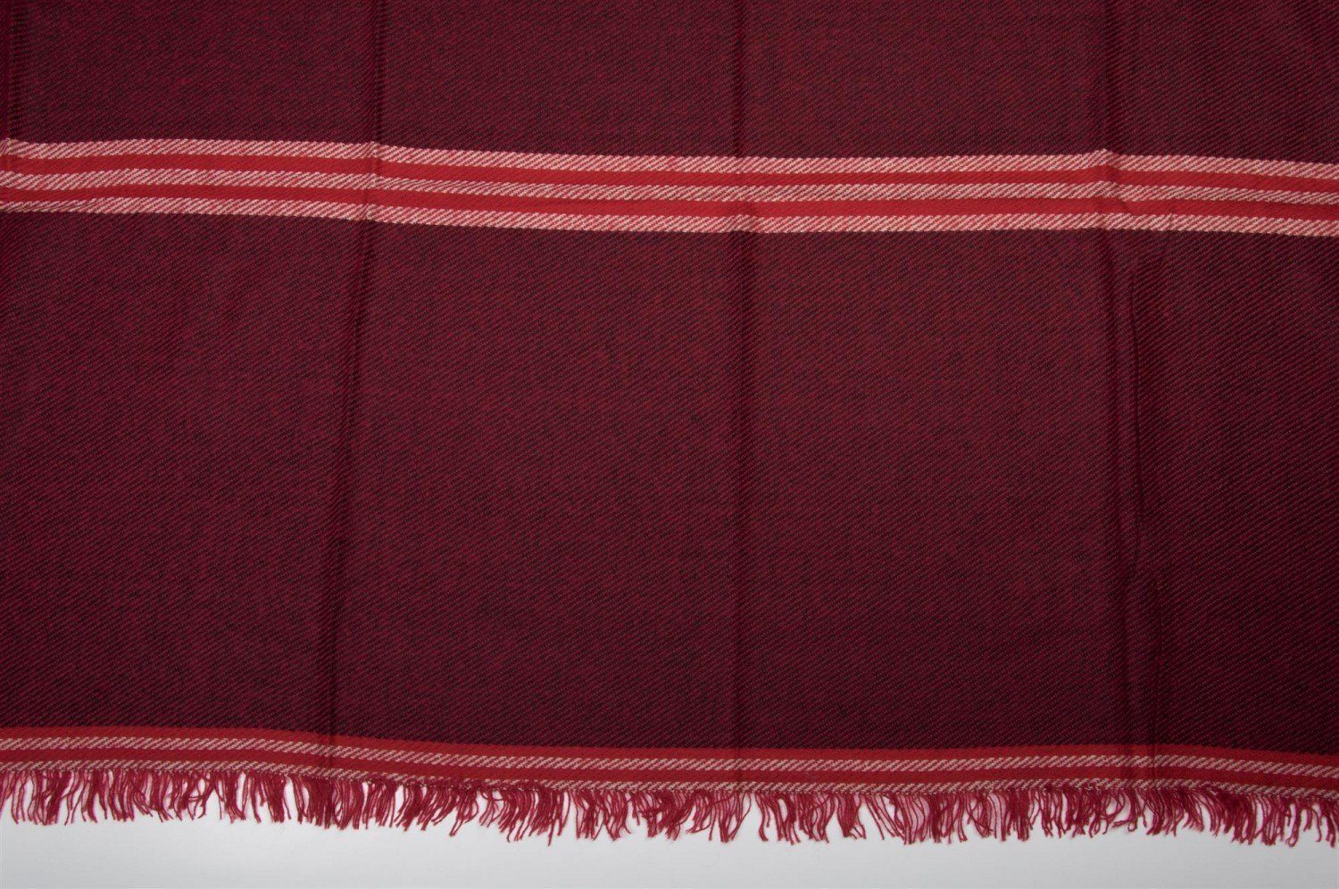 Breiter Schal und Bordeaux-Rot-Schwarz mit Strickschal, (1-St), Streifen Muster styleBREAKER XXL Fransen