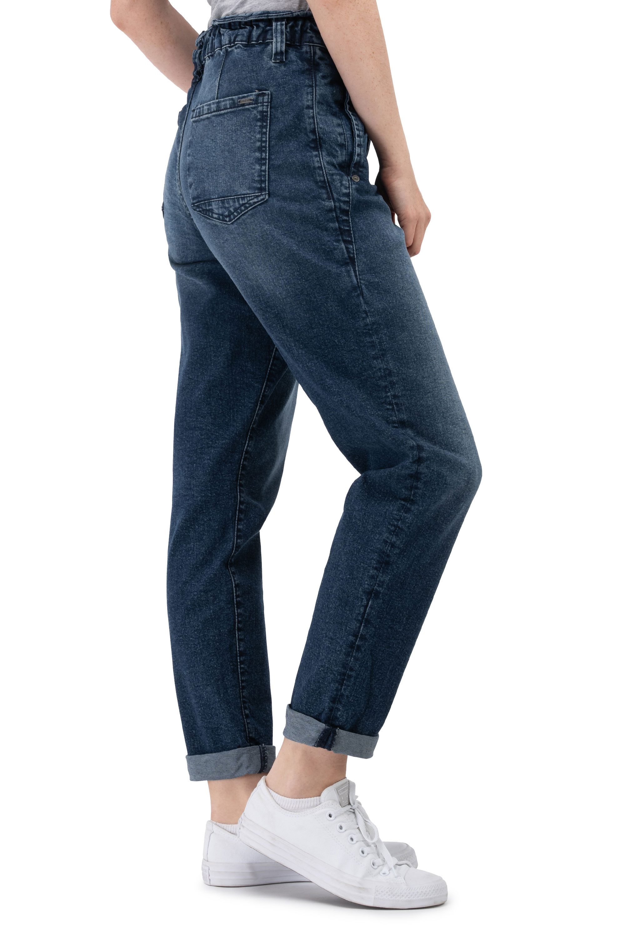 SUBLEVEL Paperbag-Hose Damen Jeans Mid Waist elastisch Moderne Hose
