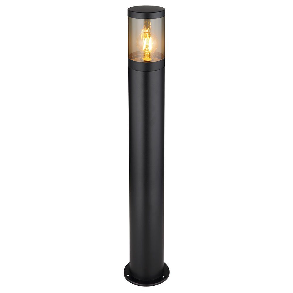 GLOBO LIGHTING LED Außen-Stehlampe, Leuchtmittel inklusive, Warmweiß, LED Außenstehleuchte Edelstahl schwarz rauch Garten Wegelampe H 80 cm