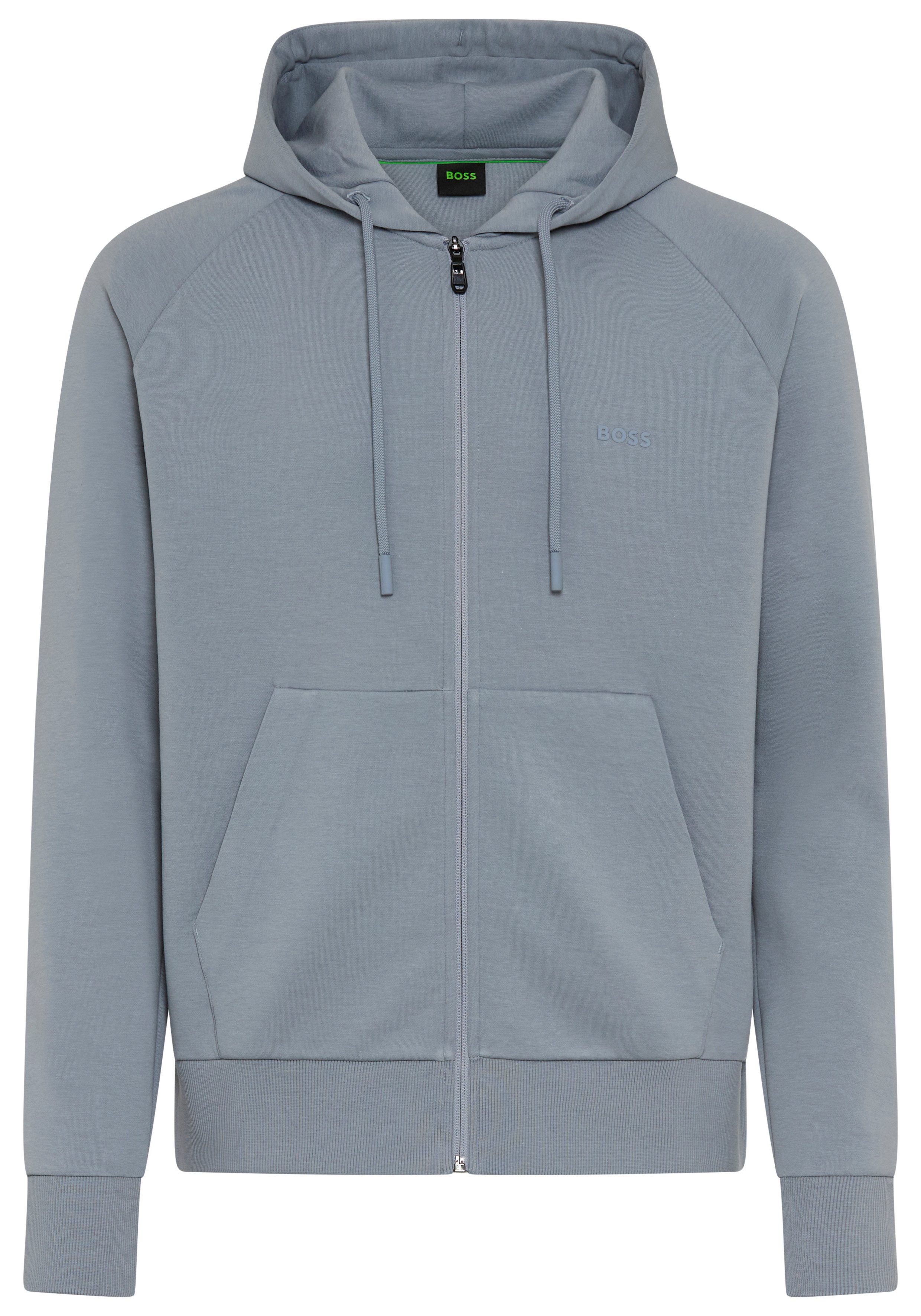 BOSS GREEN Kapuzensweatjacke Saggy Regular Fit, Kängurutasche, Baumwollmischung