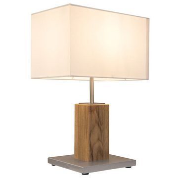 etc-shop Tischleuchte, Leuchtmittel nicht inklusive, Tischleuchte Textil weiß Tischlampe Holz Modern Nachttischleuchte