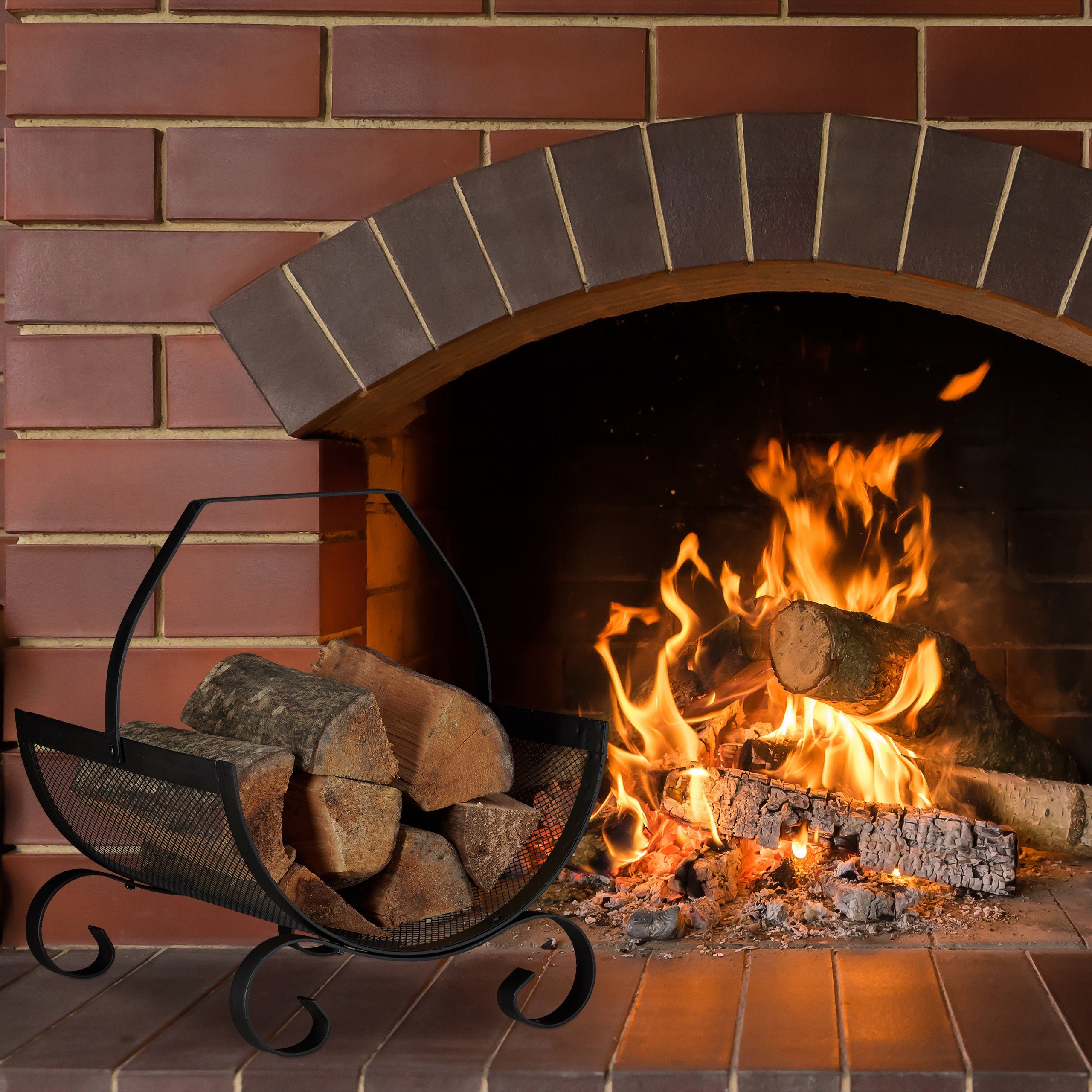 relaxdays Kaminholzkorb schwarz günstig online kaufen