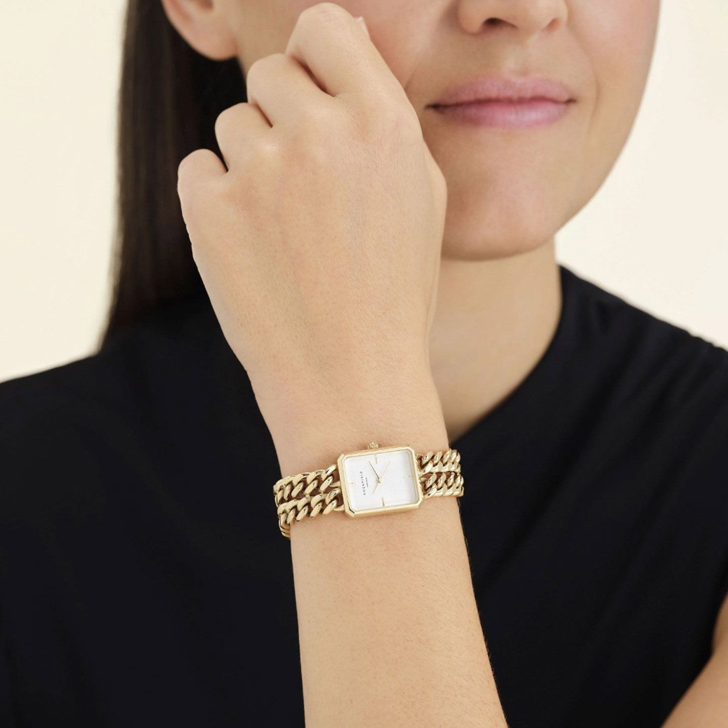 ROSEFIELD Quarzuhr SWGSG-O76, für Damen Studio Double Chain Goldfarben