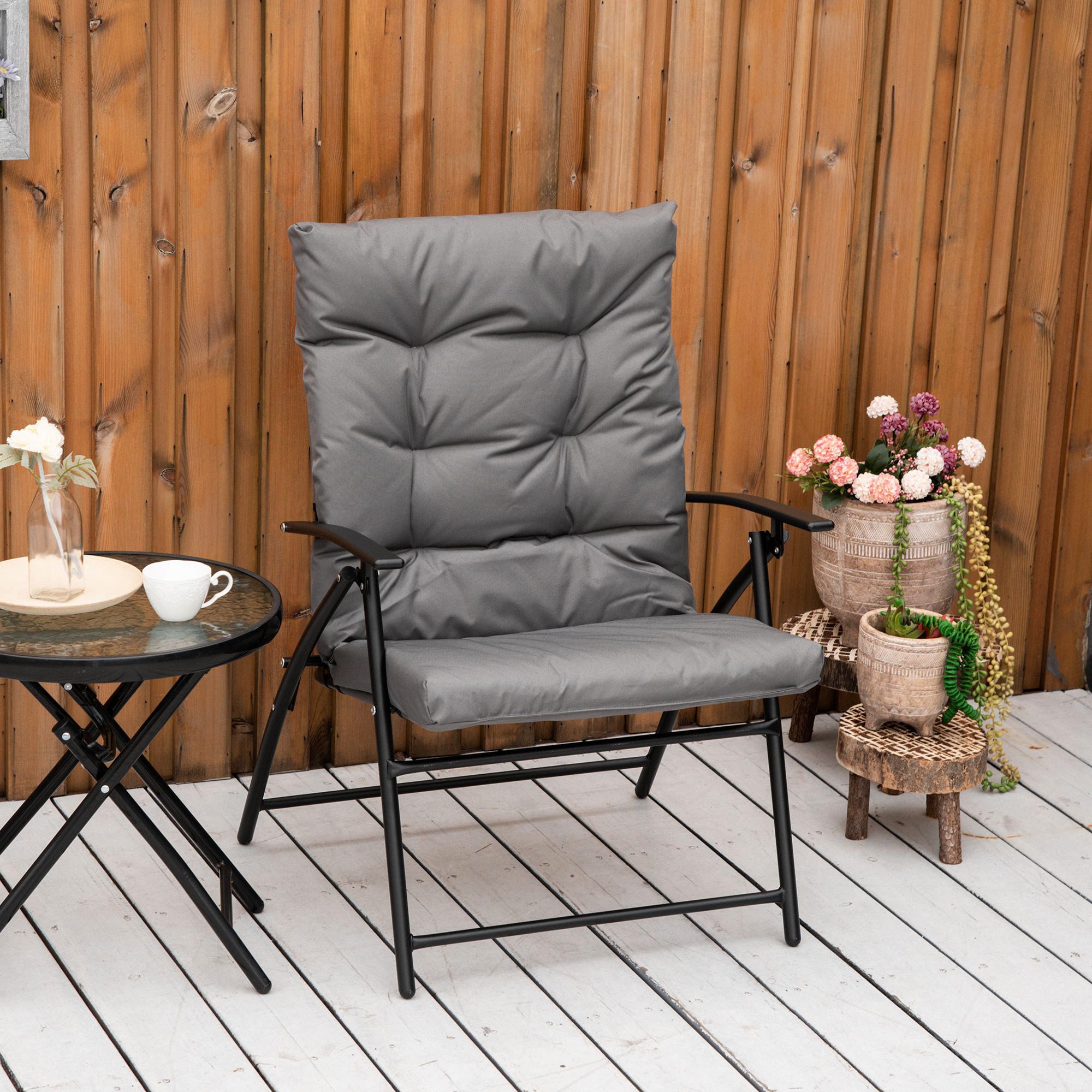 Outsunny Campingstuhl faltbarer Gartenstuhl mit Metallrahmen günstig online kaufen