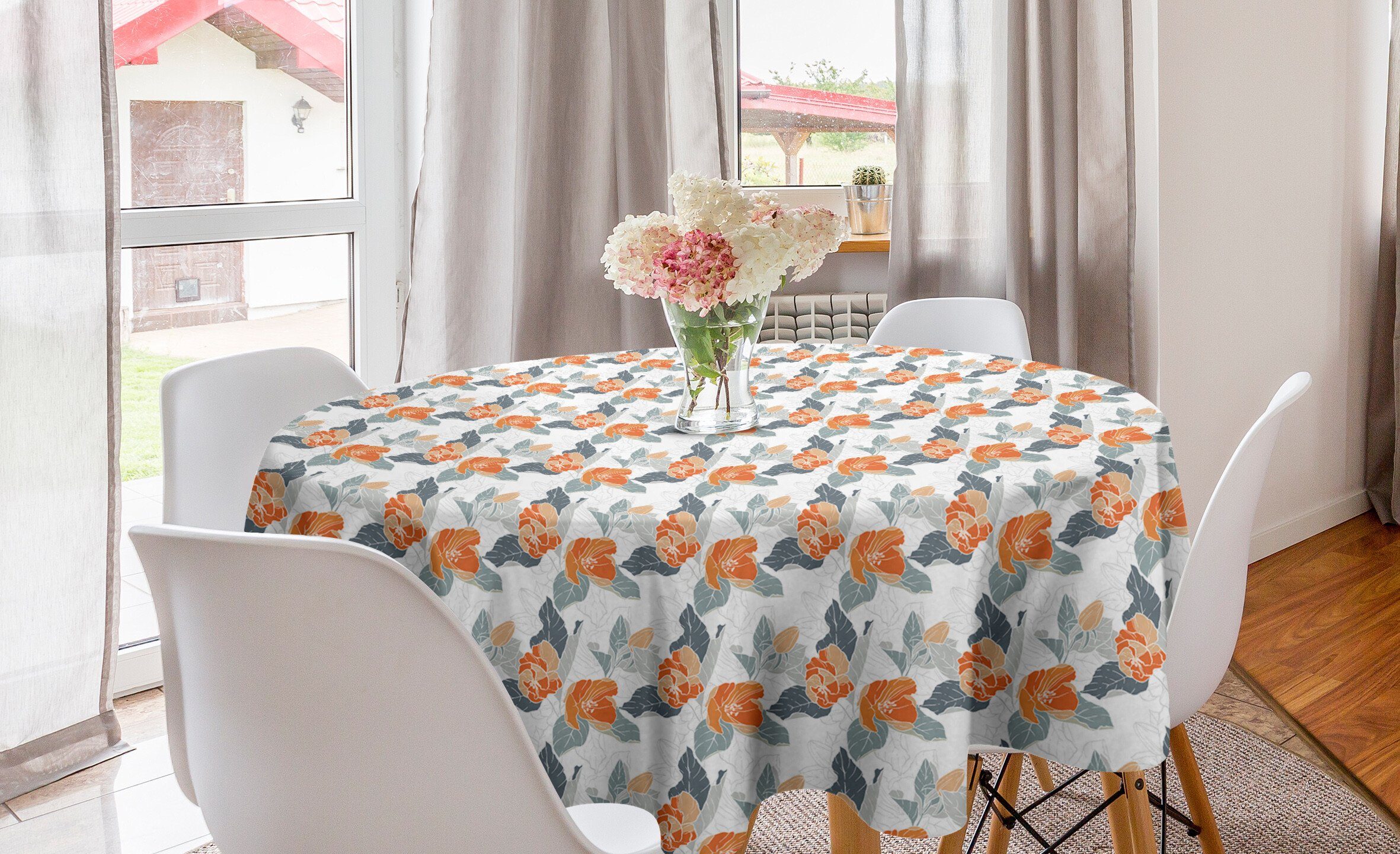 Abakuhaus Tischdecke Kreis Tischdecke Abdeckung für Esszimmer Küche Dekoration, Blumen Apple-Knospen-Blüten