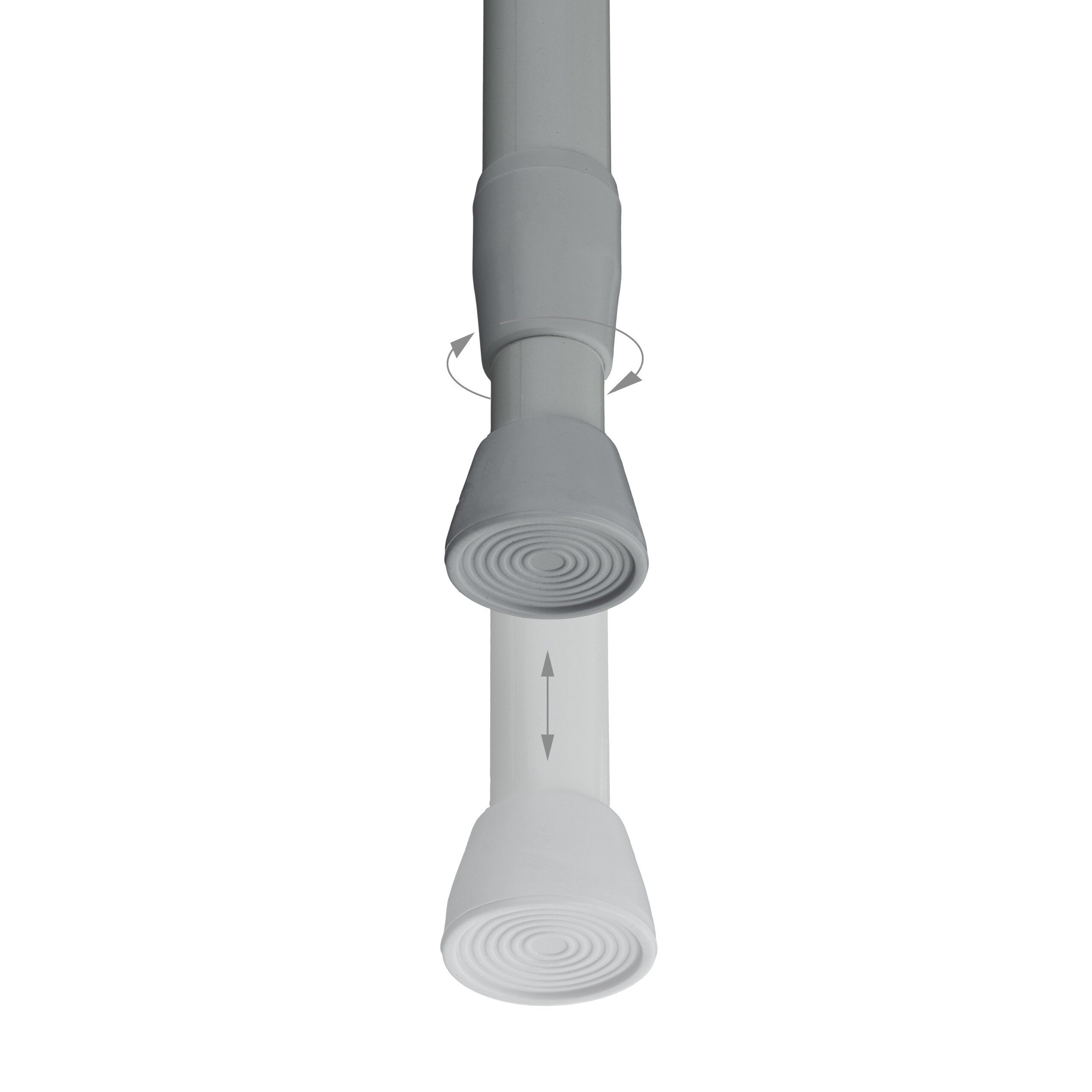 relaxdays Duschvorhangstange Graue Teleskopstange Edelstahl, Ø 20 mm, 1-läufig, ausziehbar, ohne Bohren, geklemmt, Edelstahl, 66 - 110 cm – Bild 5 von 5