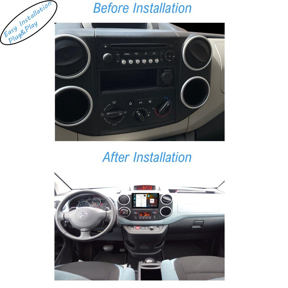 TAFFIO Für Citroen Berlingo C3 Peugeot 3008 5008 9" Touch Android Radio GPS Einbau-Navigationsgerät