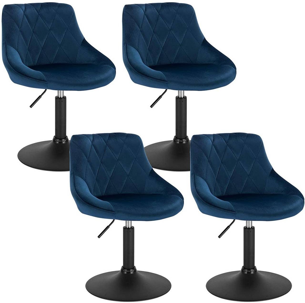Woltu Barhocker (4 St., Hocker Sitzhocker Barsessel Relaxsessel  Loungesessel mit Rückenlehne), höhenverstellbar schwenkbar aus Samt Gestell  aus Metall, Blau
