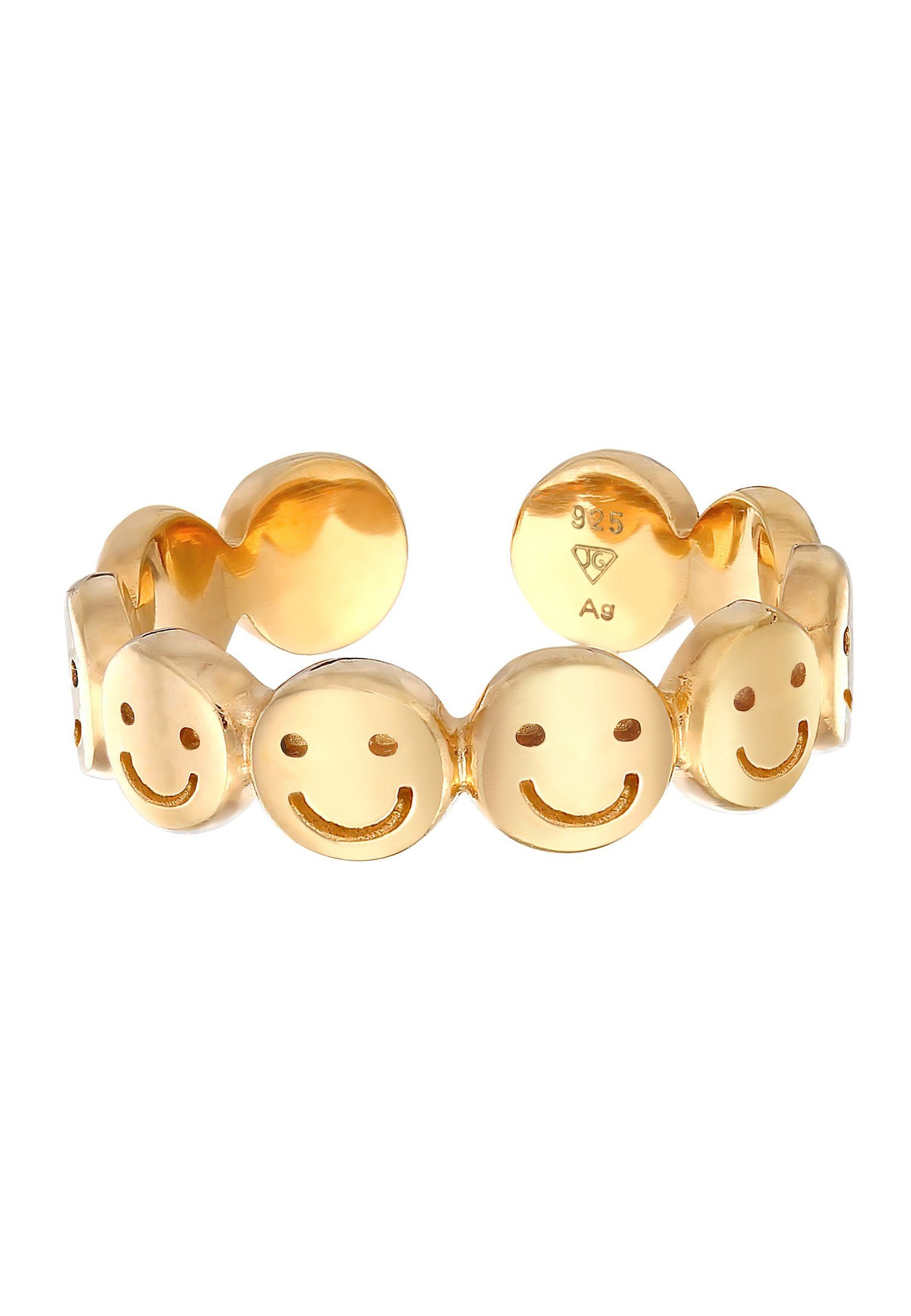 Elli Fingerring Bandring Smiling Offen 925 Silber, mit Smiling Face