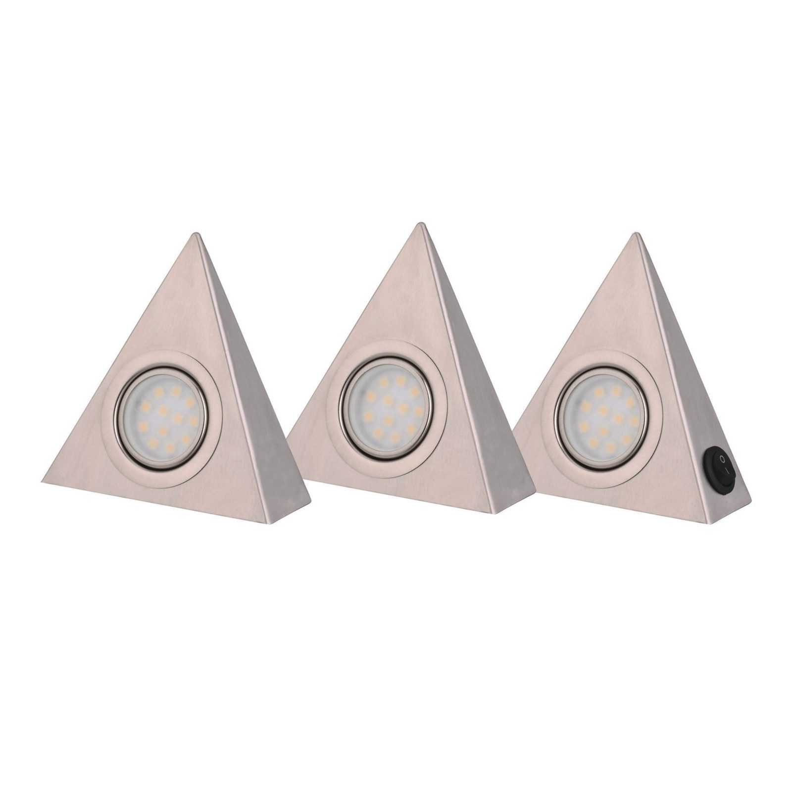 G&L LED Unterbauleuchte 3er Set LED Dreieckleuchte, LED fest integriert, Warmweiß 3000K, 3×2W, mit Zentralschalter