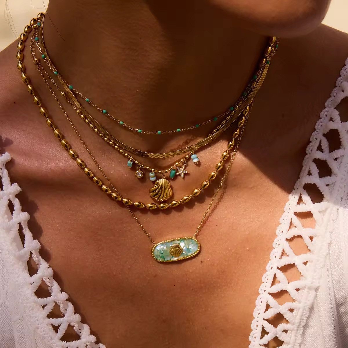 ROUGEMONT Edelstahlkette Moderne Statement Sommer Halskette günstig online kaufen