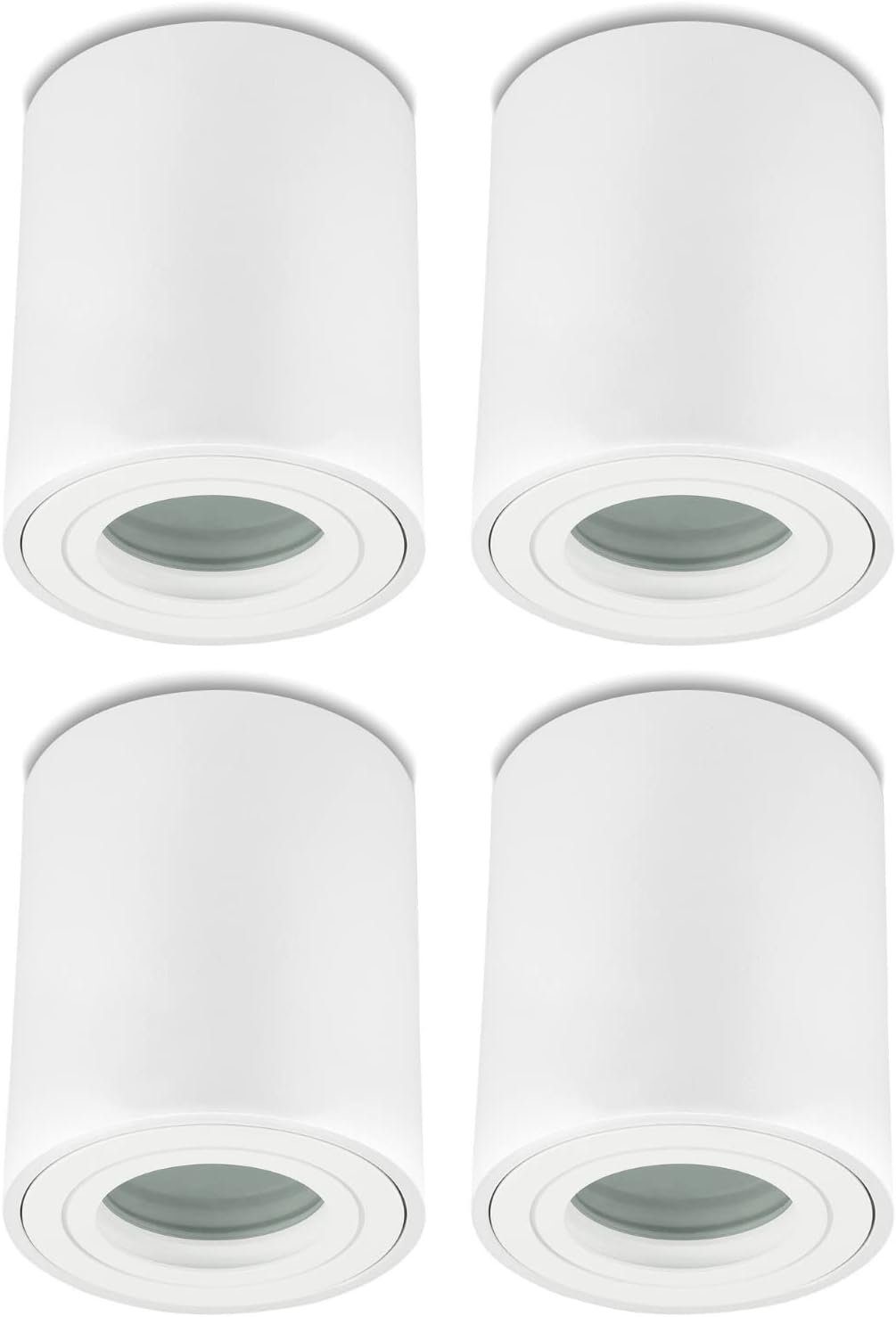 Sweet LED Aufbauleuchte 4 stück Bad GU10 Aluminium weiß spots IP44 badezimmer, ohne Leuchtmittel, Aufbaustrahler LED, Aufbauspot, Deckenstrahler