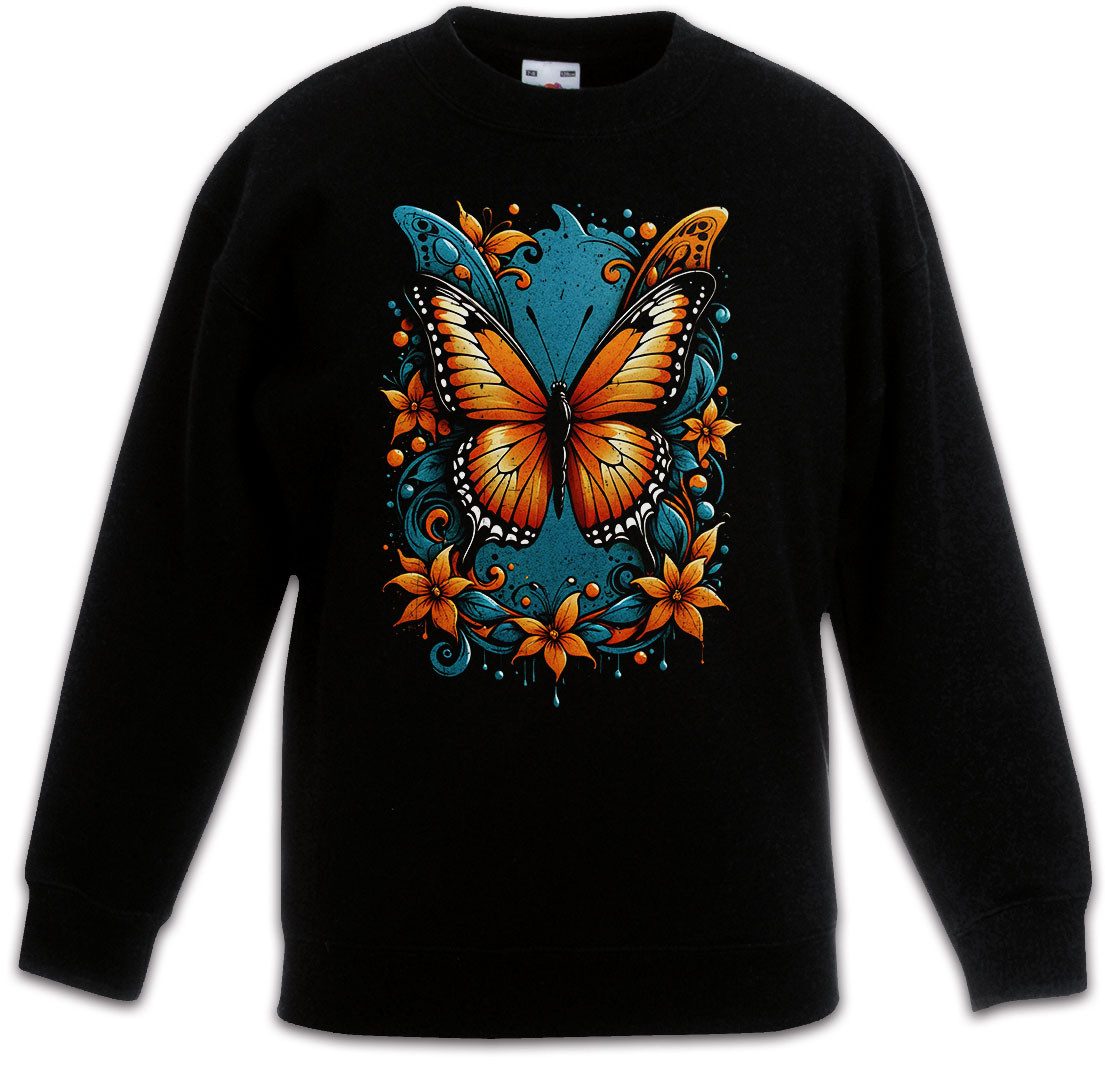 Sweatshirt Butterfly Kinderpullover Schmetterling Tattoo Art Girl Pin Up