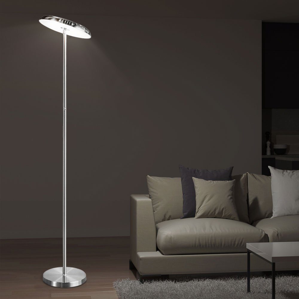 etc-shop LED Stehlampe, LED-Leuchtmittel fest verbaut, Warmweiß, Stehlampe dimmbar LED Stehleuchte Wohnzimmer Deckenfluter Silber