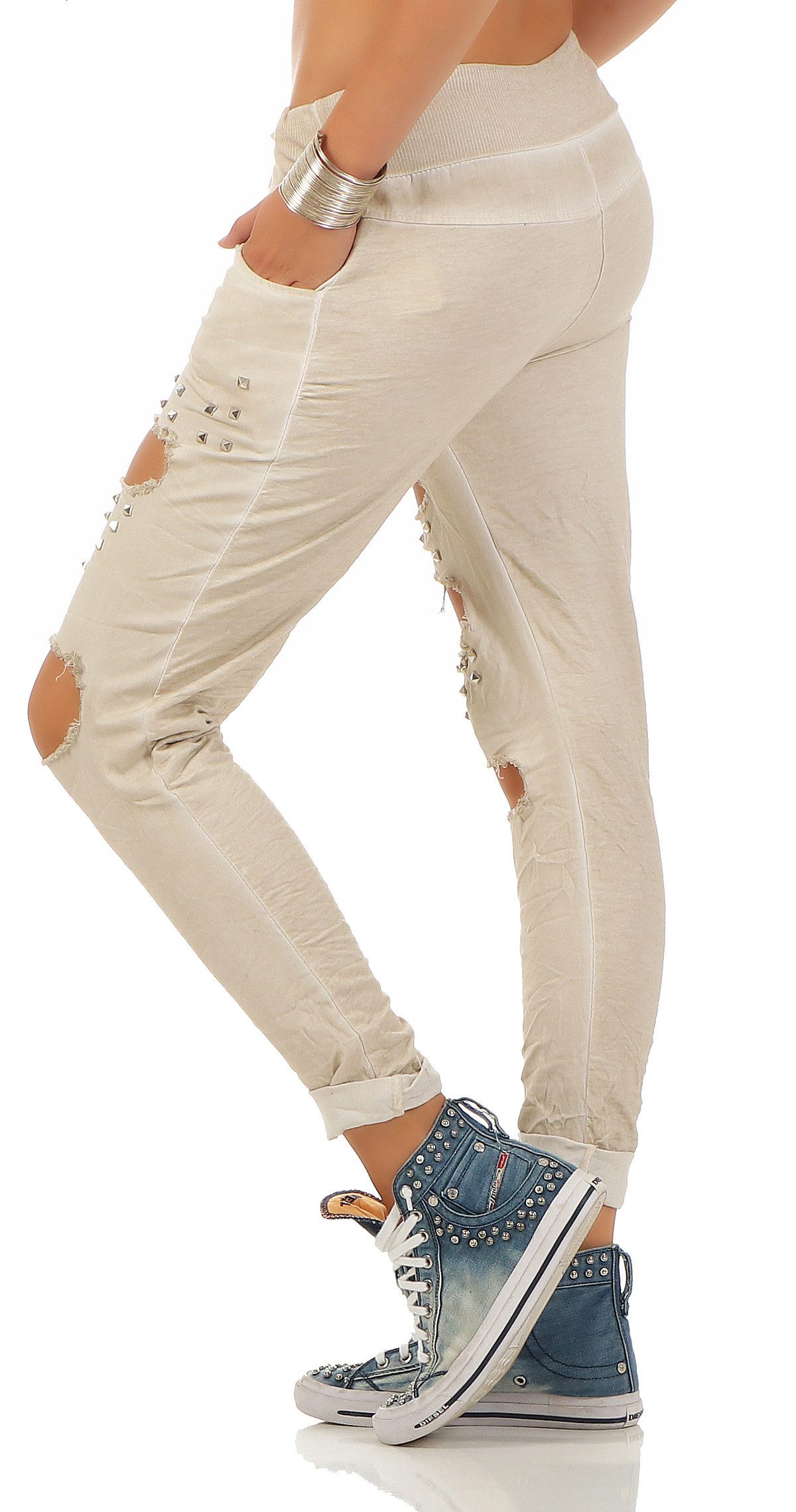 Mississhop Chinohose Trendige Jogger-Hose mit Print günstig online kaufen