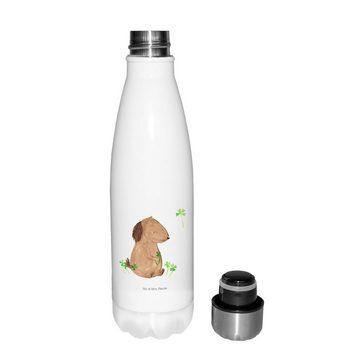 Mr. & Mrs. Panda Thermoflasche Hund Kleeblatt - Weiß - Geschenk, Hundemotiv, Hundebesitzer, Thermos, Einzigartige Geschenkidee