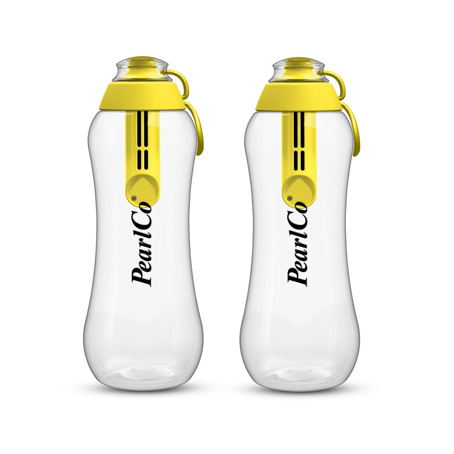 PearlCo Trinkflasche Zwei Trinkflaschen mit Filter 0,7 Liter gelb
