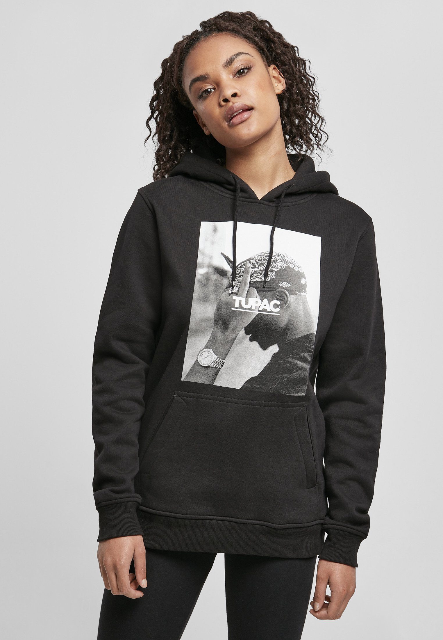 MisterTee Kurzarmpullover Damen Ladies 2Pac F*ck The World Hoody (1-tlg)