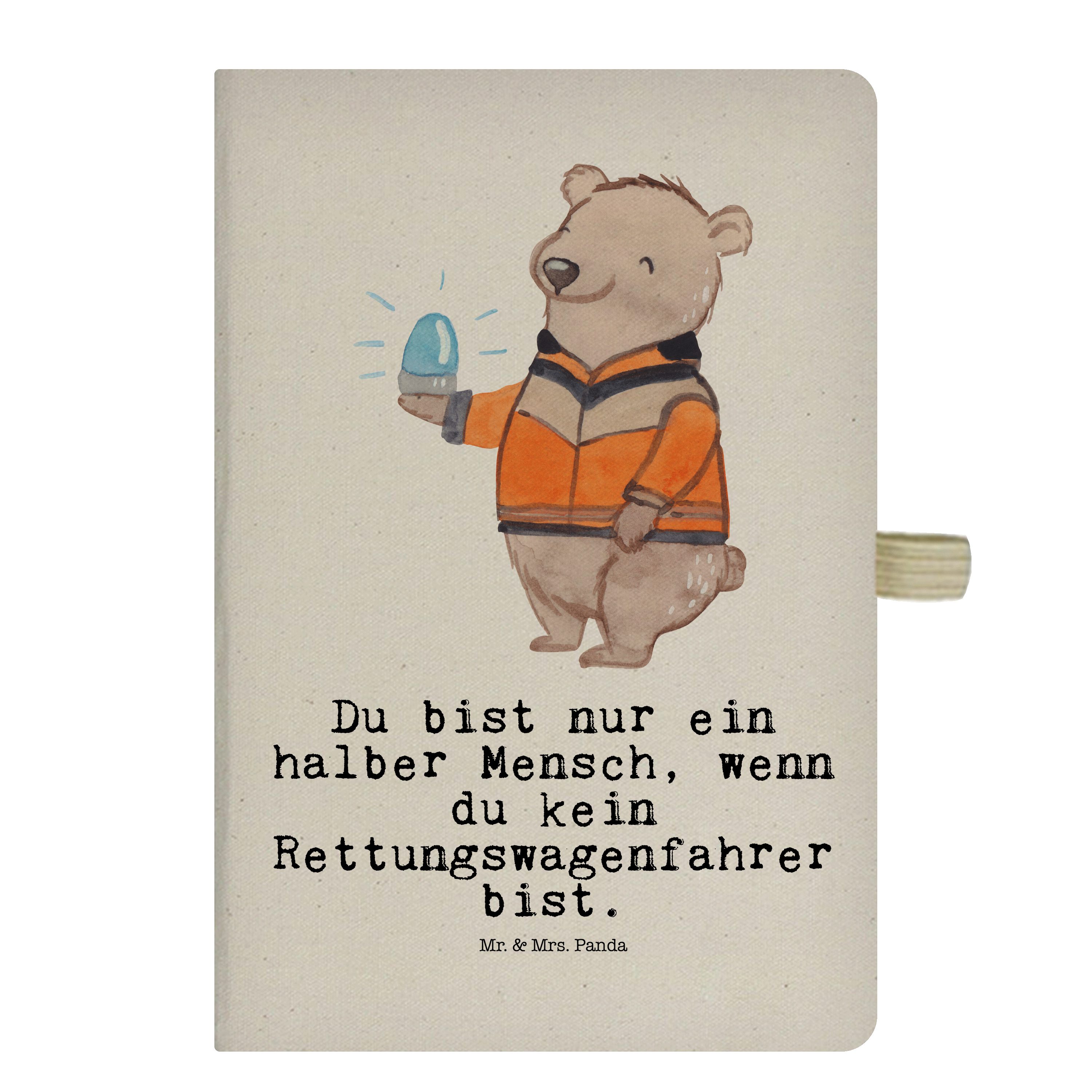 Mr. & Mrs. Panda Notizbuch Rettungswagenfahrer mit Herz - Transparent - Geschenk, Beruf, Schreib Mr. & Mrs. Panda