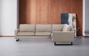 Places of Style Ecksofa Pinto, 250/290 cm, langer Schenkel, XXL, Ottomane, Cord, Feincord, Luxus-Microfaser Leder und Chenille