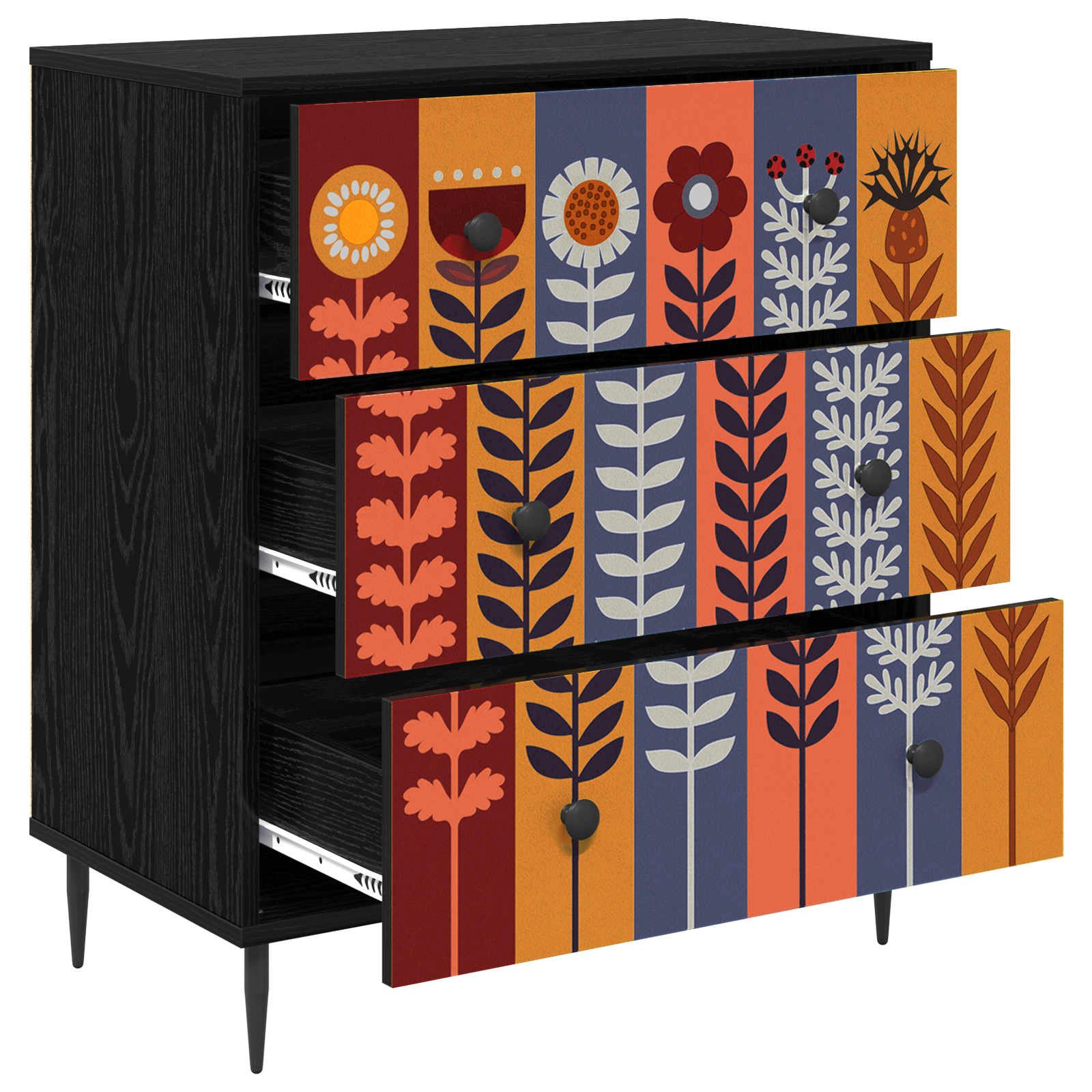 vidaXL Kommode 66 x 36,5 x 76 cm Kommode Schubladenschrank Sideboard ESSEN Sonnenblum