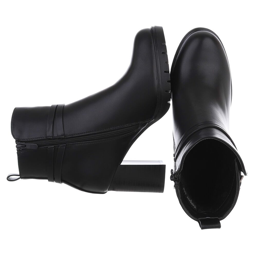 Ital-Design Elegante Absatzboots mit Riemchen und Schnallen High-Heel-Stiefelette (90514910) Blockabsatz Stiefeletten in Schwarz