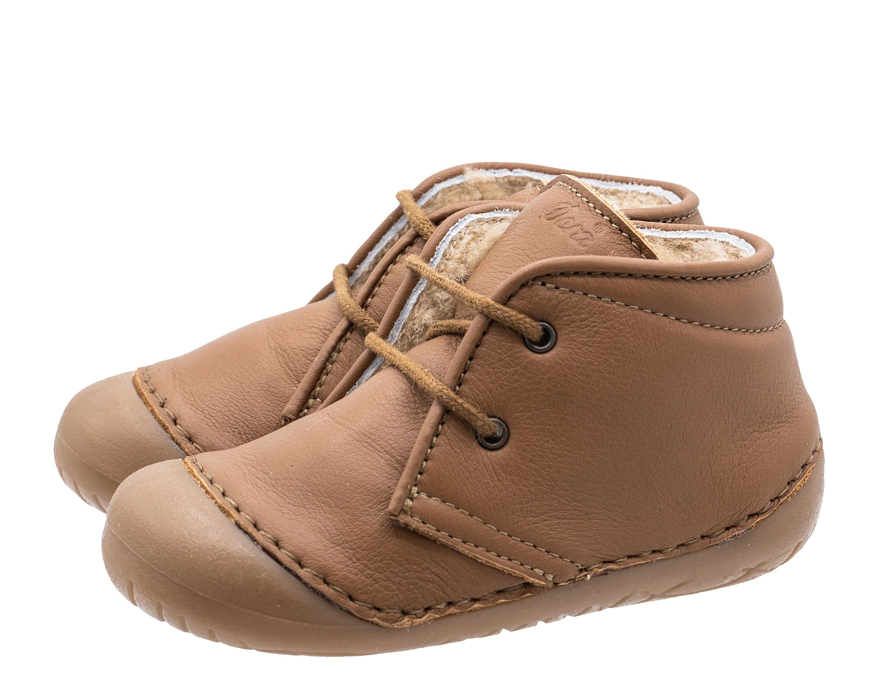 Ocra Ocra Schuhe Lauflernschuhe mit Lammfell A330 pflanz. geg. Braun Schnürstiefelette