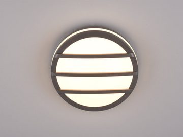 meineWunschleuchte LED Außen-Wandleuchte, LED fest integriert, Warmweiß, 2er Set Fassadenbeleuchtung Haus-Wand beleuchten, Anthrazit Ø 25cm